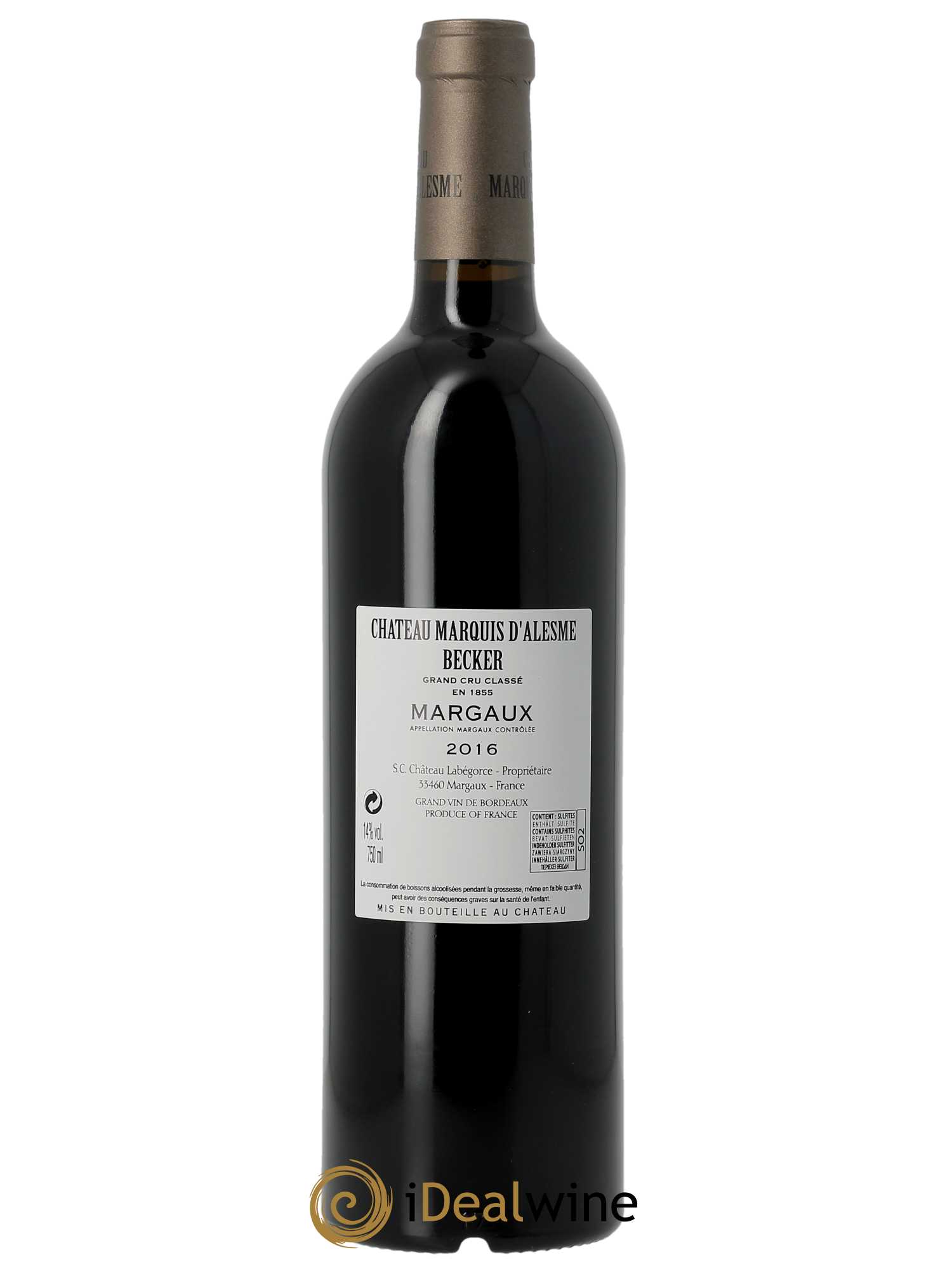 Château Marquis d'Alesme Becker 3ème Grand Cru Classé (OWC if 12 bts) 2016 - Lot of 1 bottle - 1