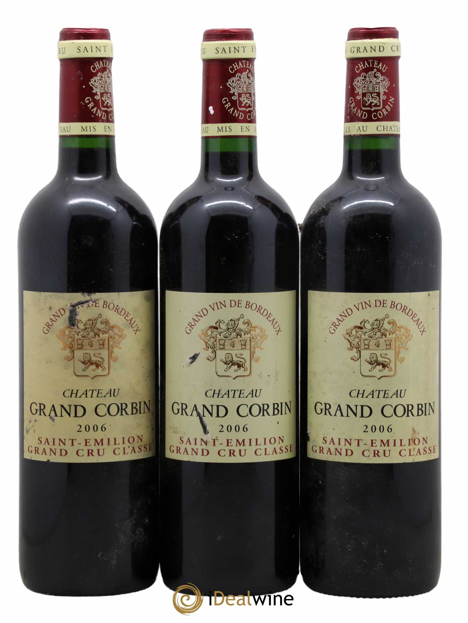 Château Grand Corbin Grand Cru Classé 2006 - Lot de 3 bouteilles - 0