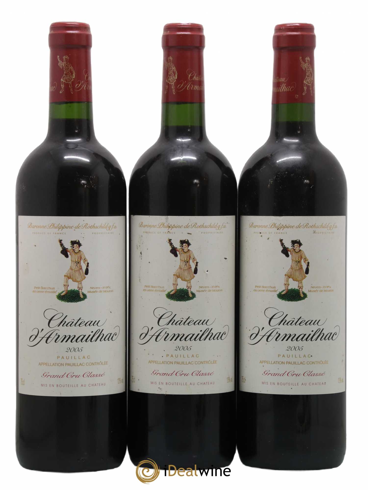 Château d' Armailhac - Mouton Baron(ne) Philippe 5ème Grand Cru Classé 2005 - Lot de 3 bouteilles - 0