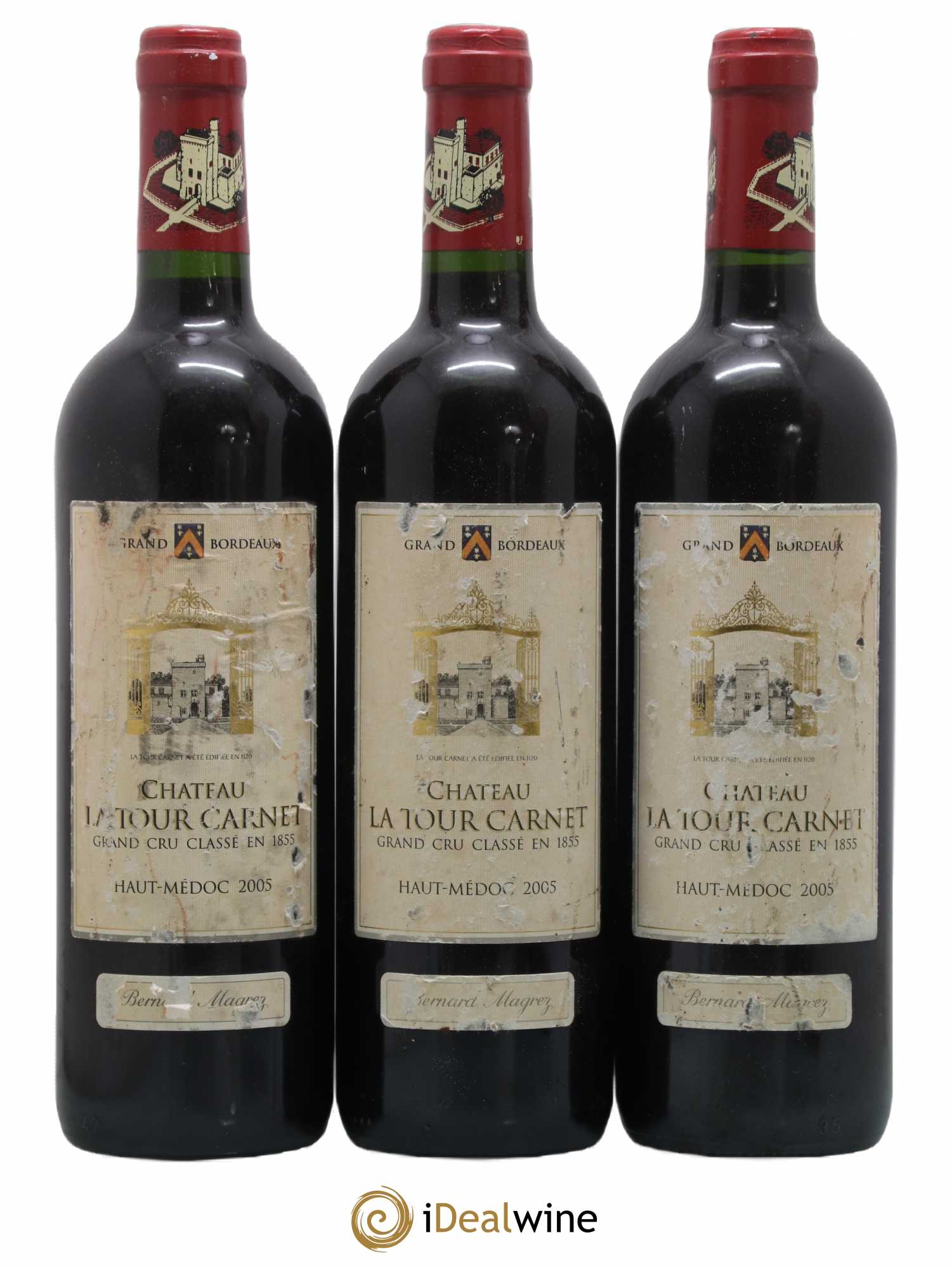 Château la Tour Carnet 4ème Grand Cru Classé 2005 - Lot de 3 bouteilles - 0