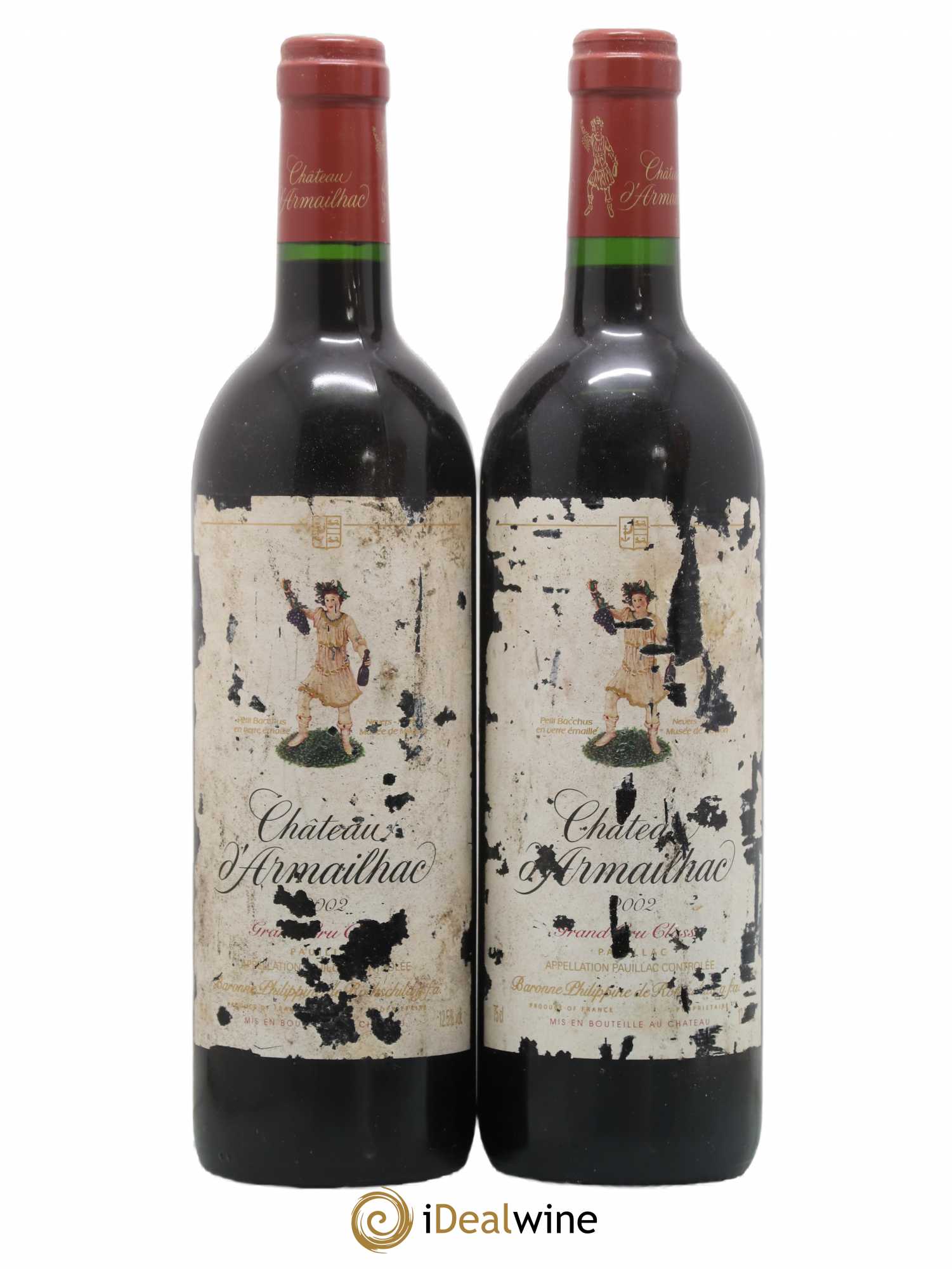 Château d' Armailhac - Mouton Baron(ne) Philippe 5ème Grand Cru Classé 2002 - Lot de 2 bouteilles - 0