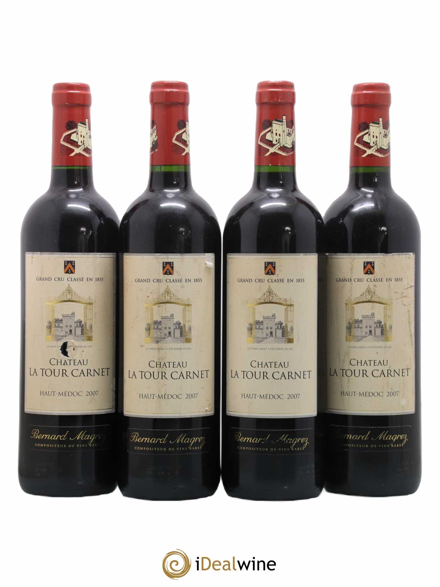 Château la Tour Carnet 4ème Grand Cru Classé 2007 - Lot de 4 bouteilles - 0