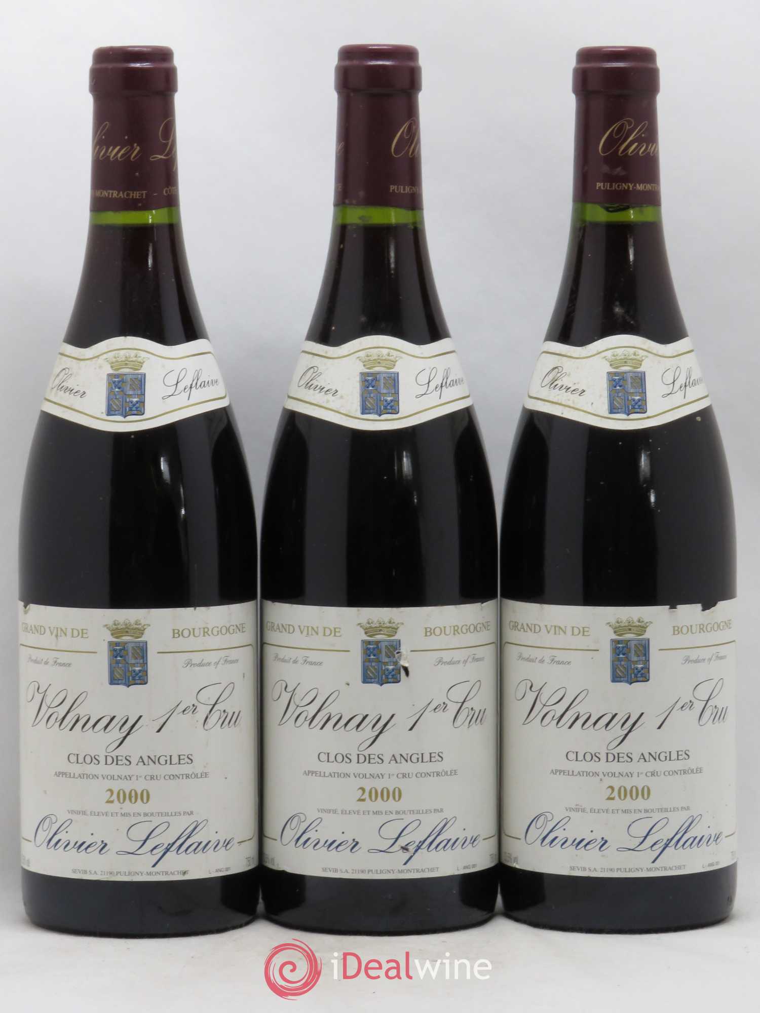 Volnay 1er Cru Clos des Angles Olivier Leflaive 2000 - Lot de 3 bouteilles - 0