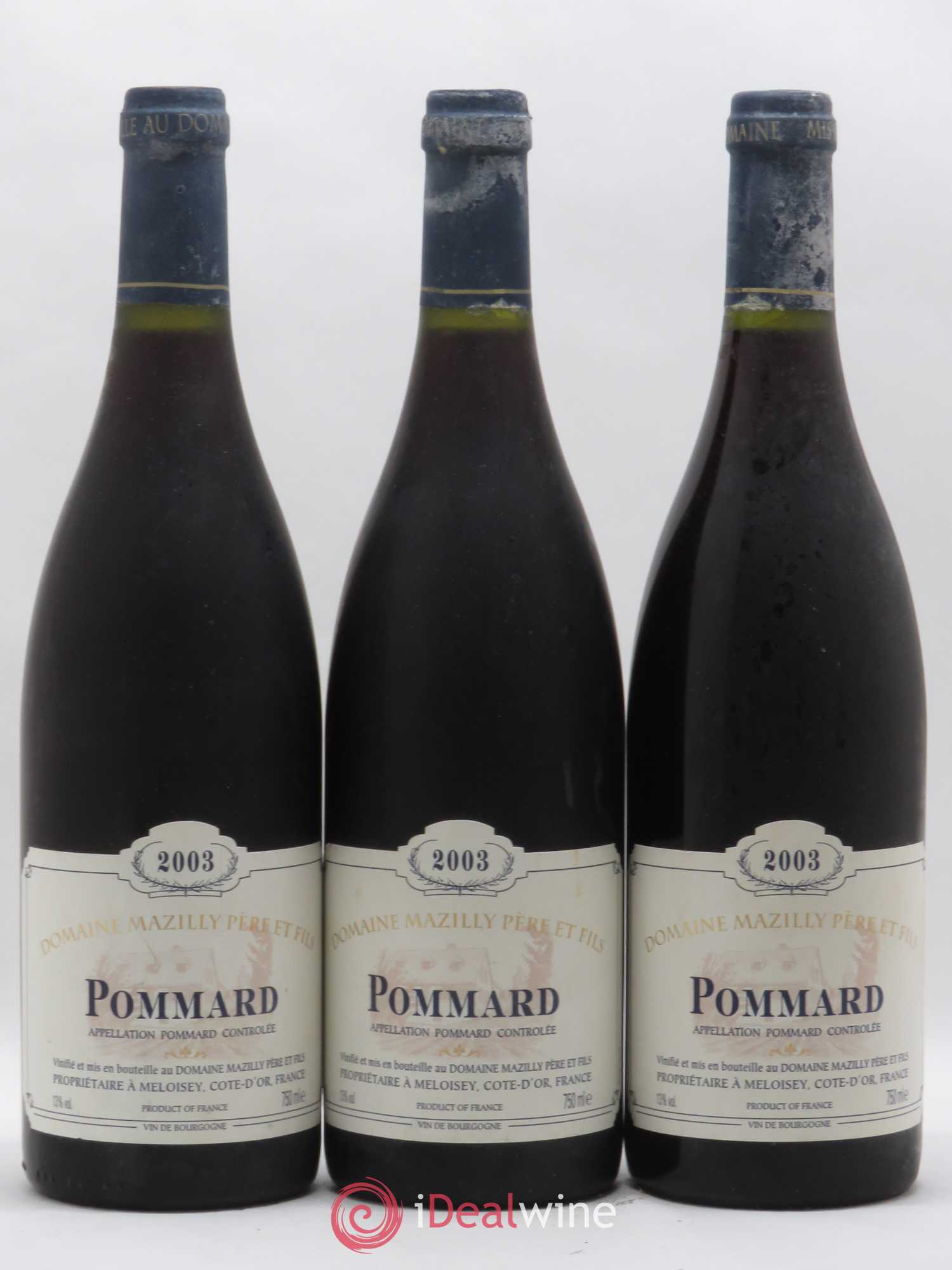 Pommard Domaine Mazilly Père et Fils 2003 - Posten von 3 Flaschen - 0