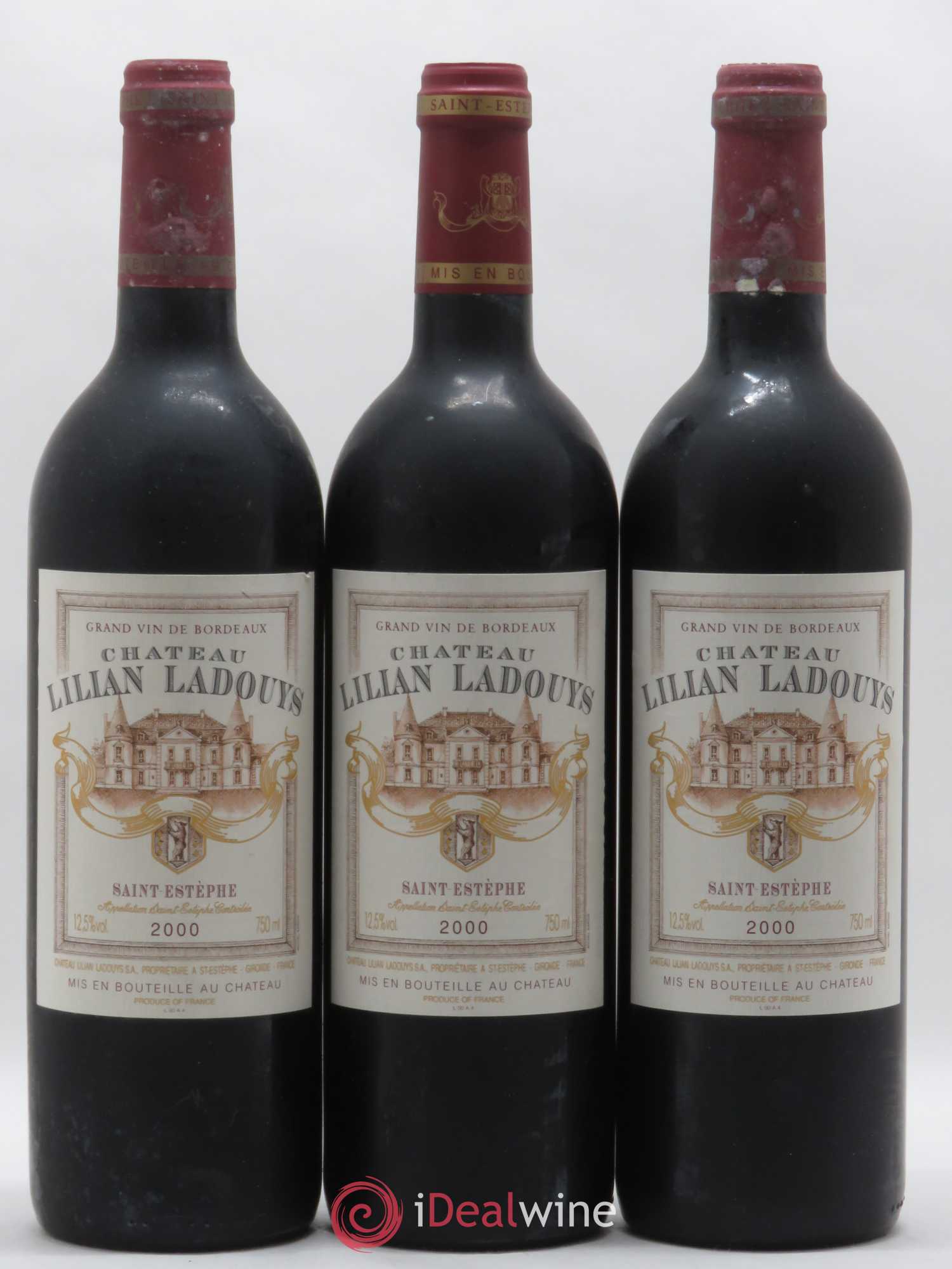 Château Lilian Ladouys Cru Bourgeois 2000 - Lot de 3 bouteilles - 0