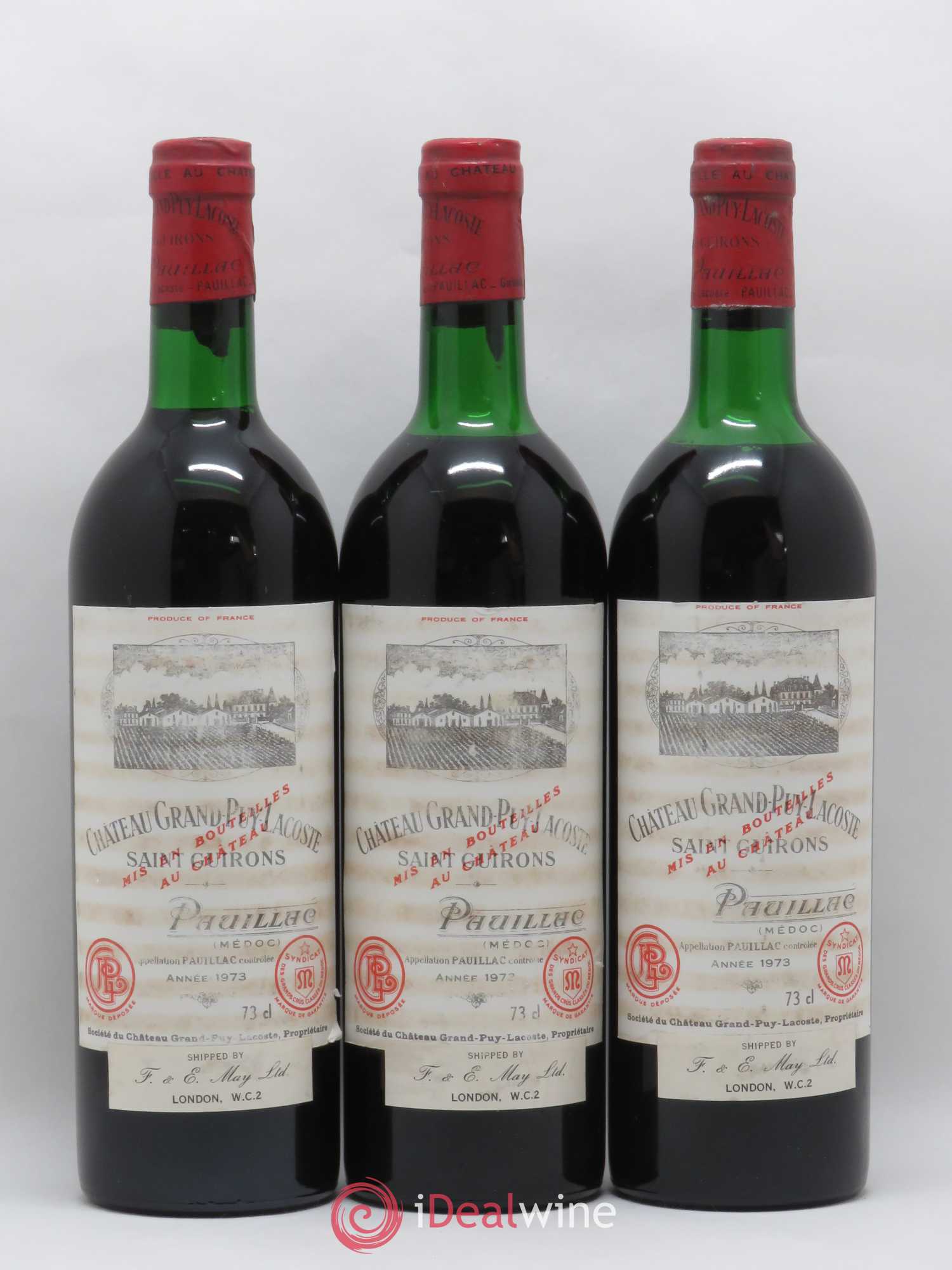 Château Grand Puy Lacoste 5ème Grand Cru Classé 1973 - Lot de 3 bouteilles - 0