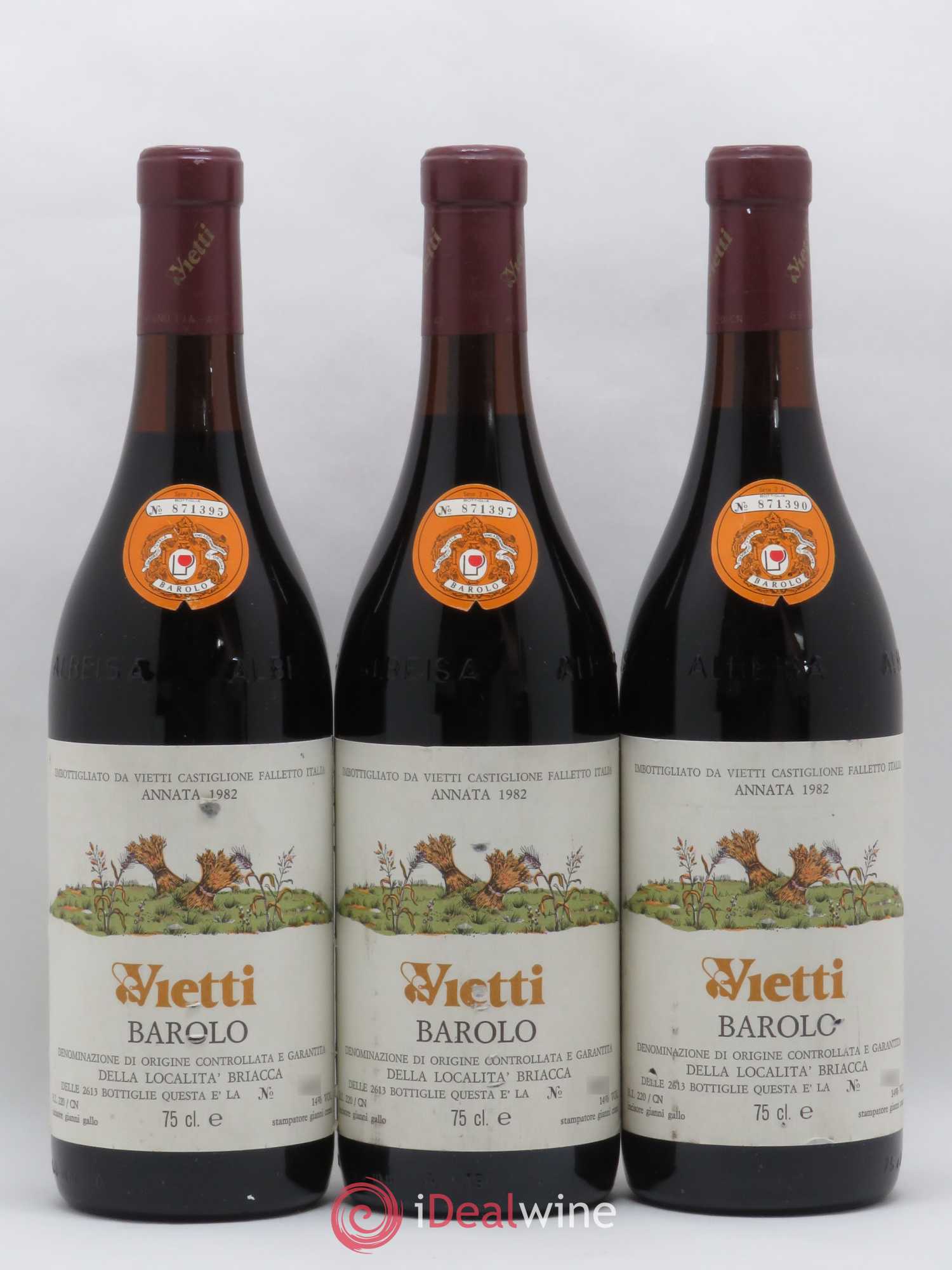 Barolo Vietti Della Localita Briacca 1982 - Posten von 3 Flaschen - 0