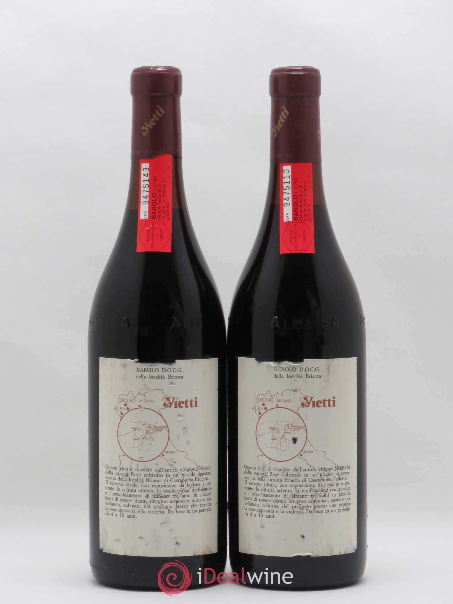 Barolo Vietti Della Localita Briacca 1982 - Posten von 2 Flaschen - 1