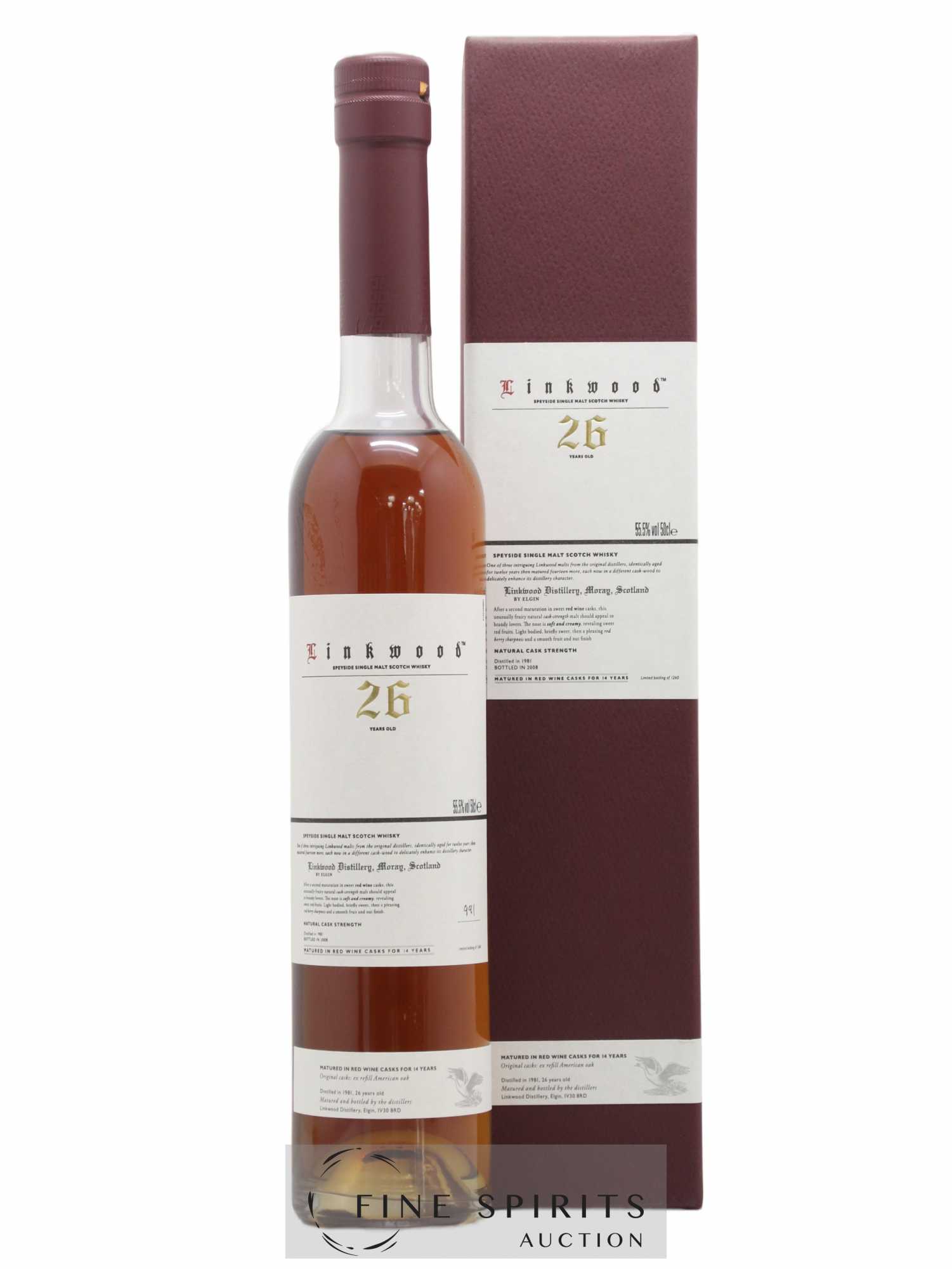 Linkwood 26 years 1981 Of. Sweet Red Wine Cask One of 1260 - bottled 2008 50cl - Lot de 1 bouteille - 0