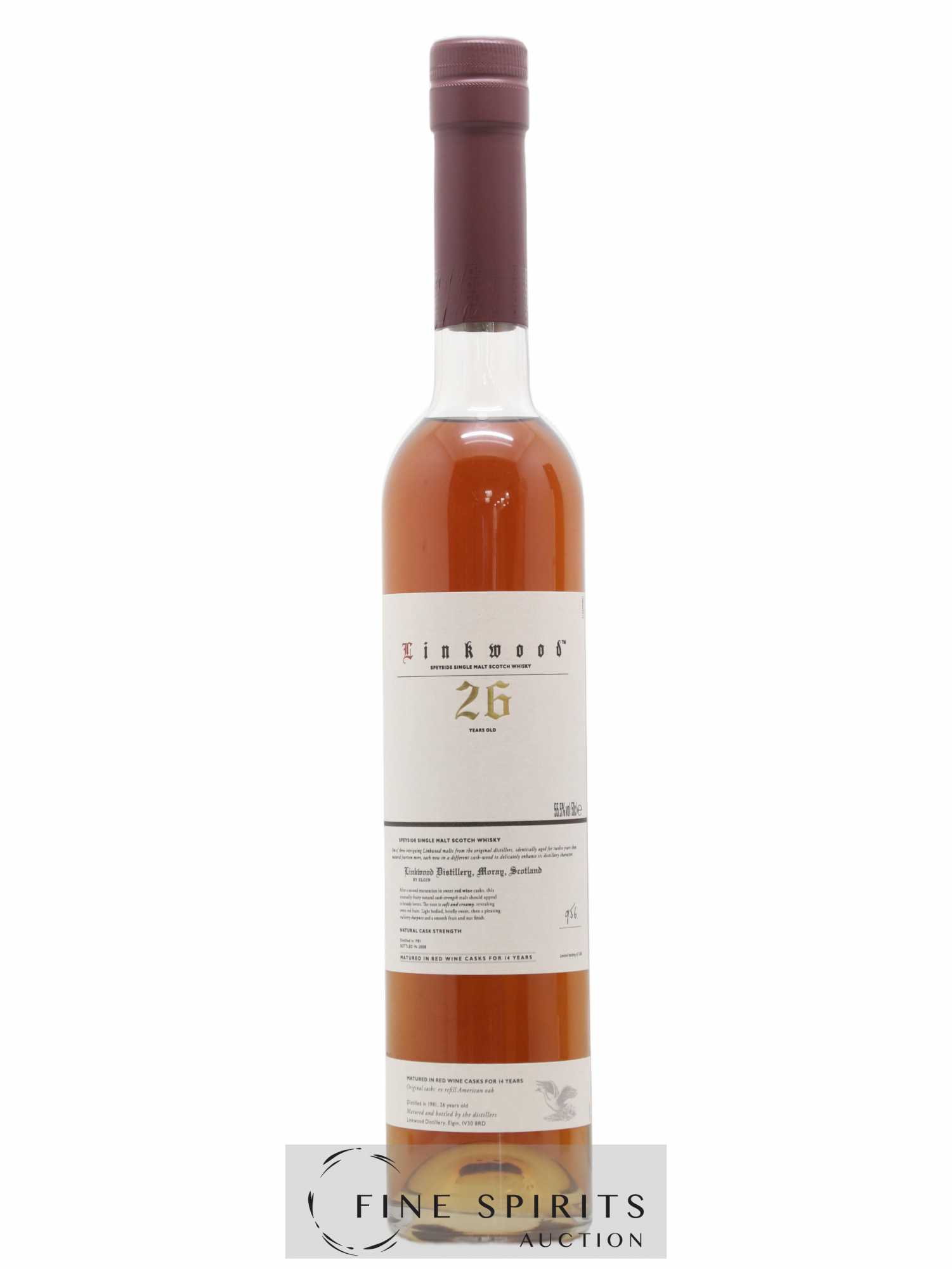 Linkwood 26 years 1981 Of. Sweet Red Wine Cask One of 1260 - bottled 2008 50cl - Lot de 1 bouteille - 1