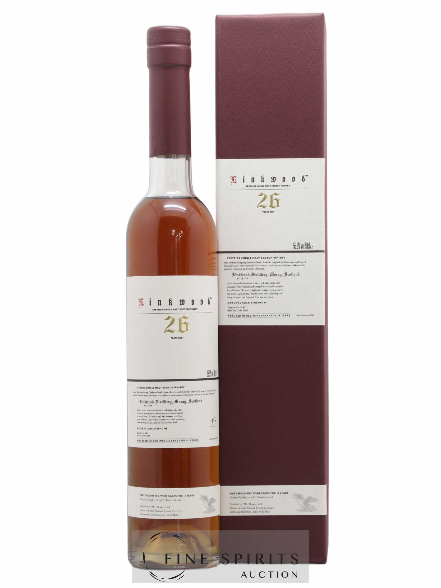 Linkwood 26 years 1981 Of. Sweet Red Wine Cask One of 1260 - bottled 2008 50cl - Lot de 1 bouteille - 0