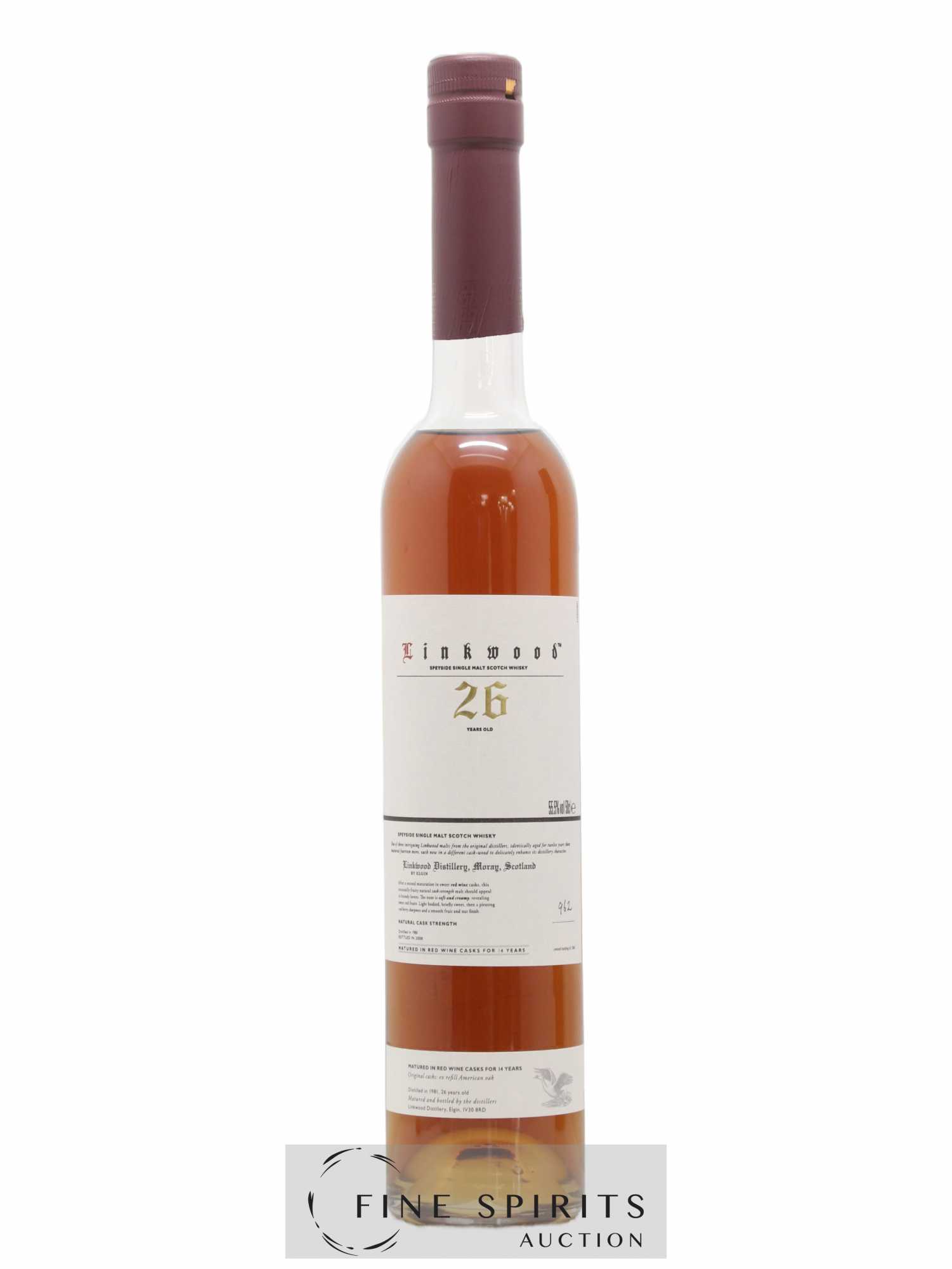 Linkwood 26 years 1981 Of. Sweet Red Wine Cask One of 1260 - bottled 2008 50cl - Lot de 1 bouteille - 1