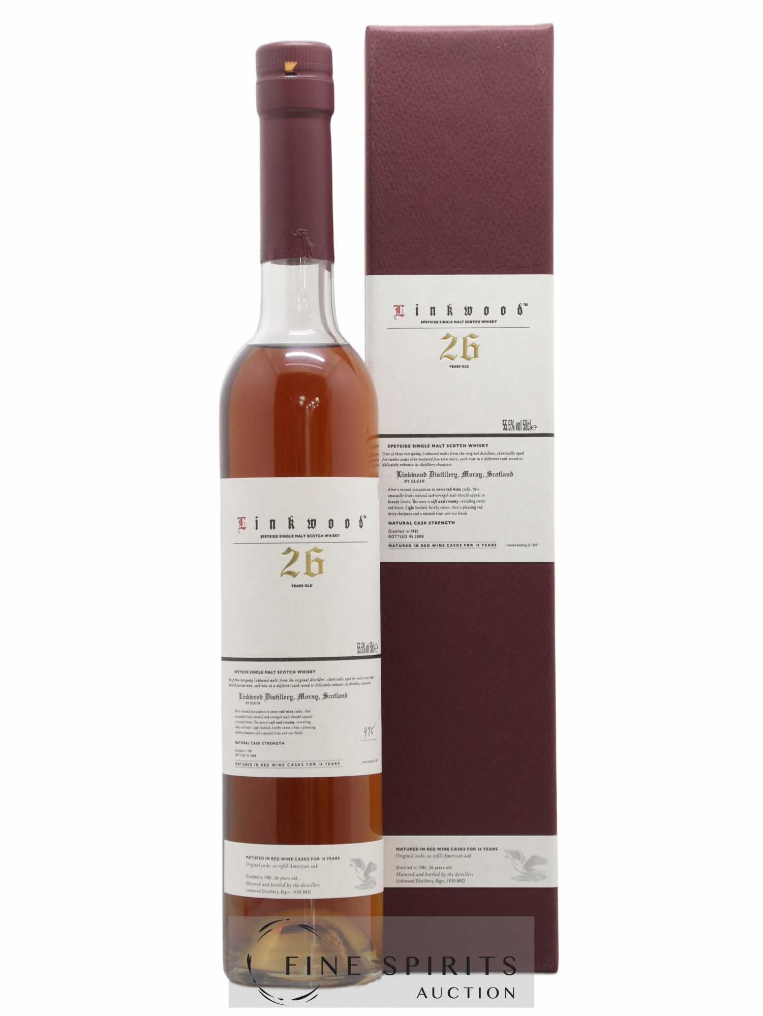 Linkwood 26 years 1981 Of. Sweet Red Wine Cask One of 1260 - bottled 2008 50cl - Lot de 1 bouteille - 0