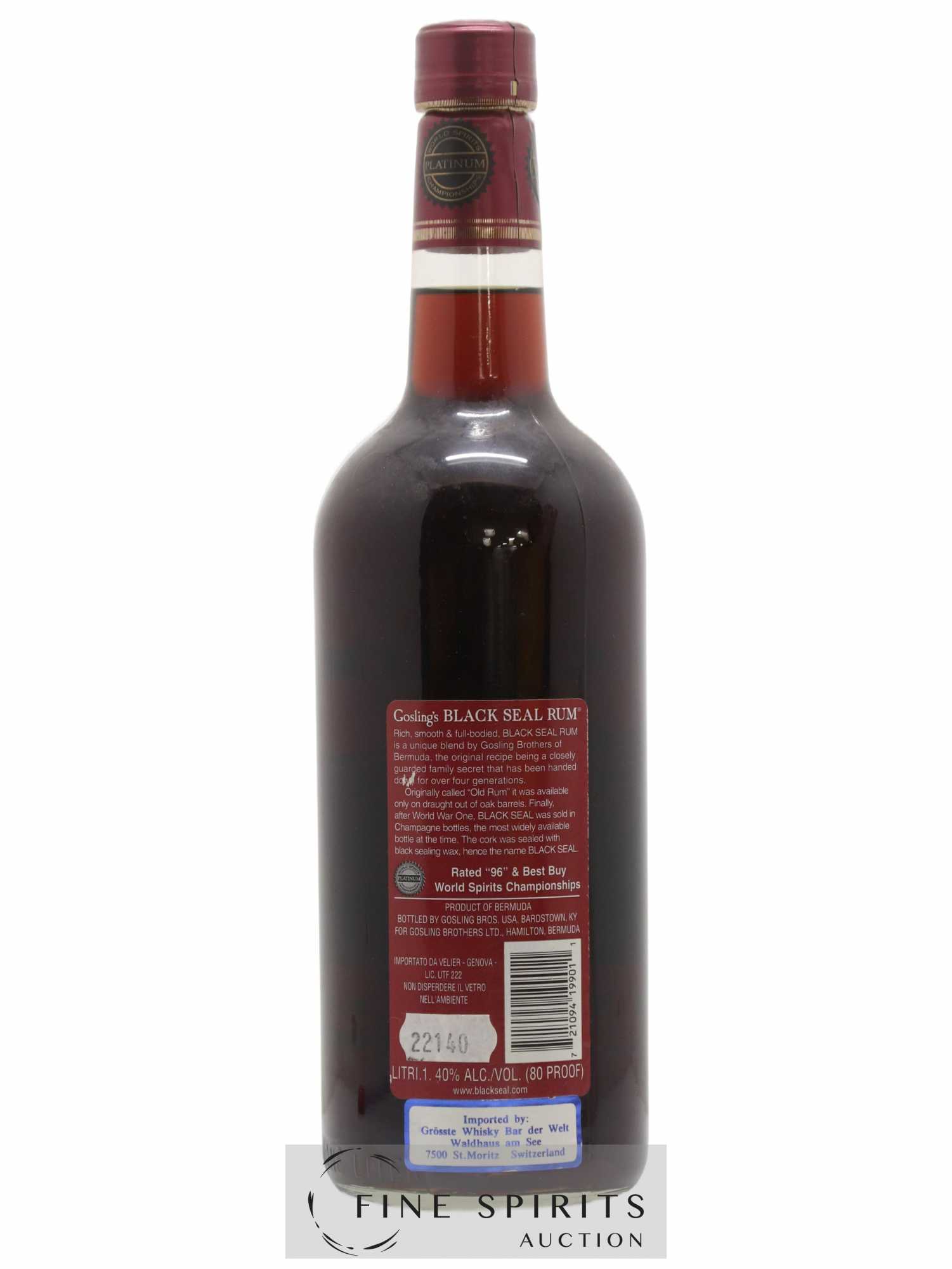 Gosling's Of. Black Seal  (senza prezzo di riserva) - Lotto di 1 litro - 1