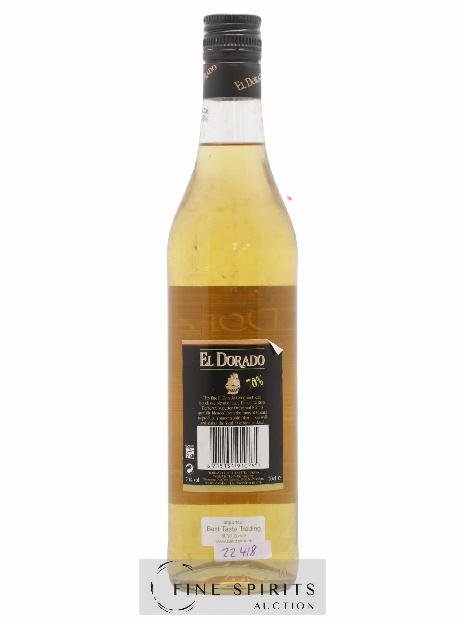 El Dorado Of. Superior Overproof Demerara (sans prix de réserve) - Lot de 1 bouteille - 1