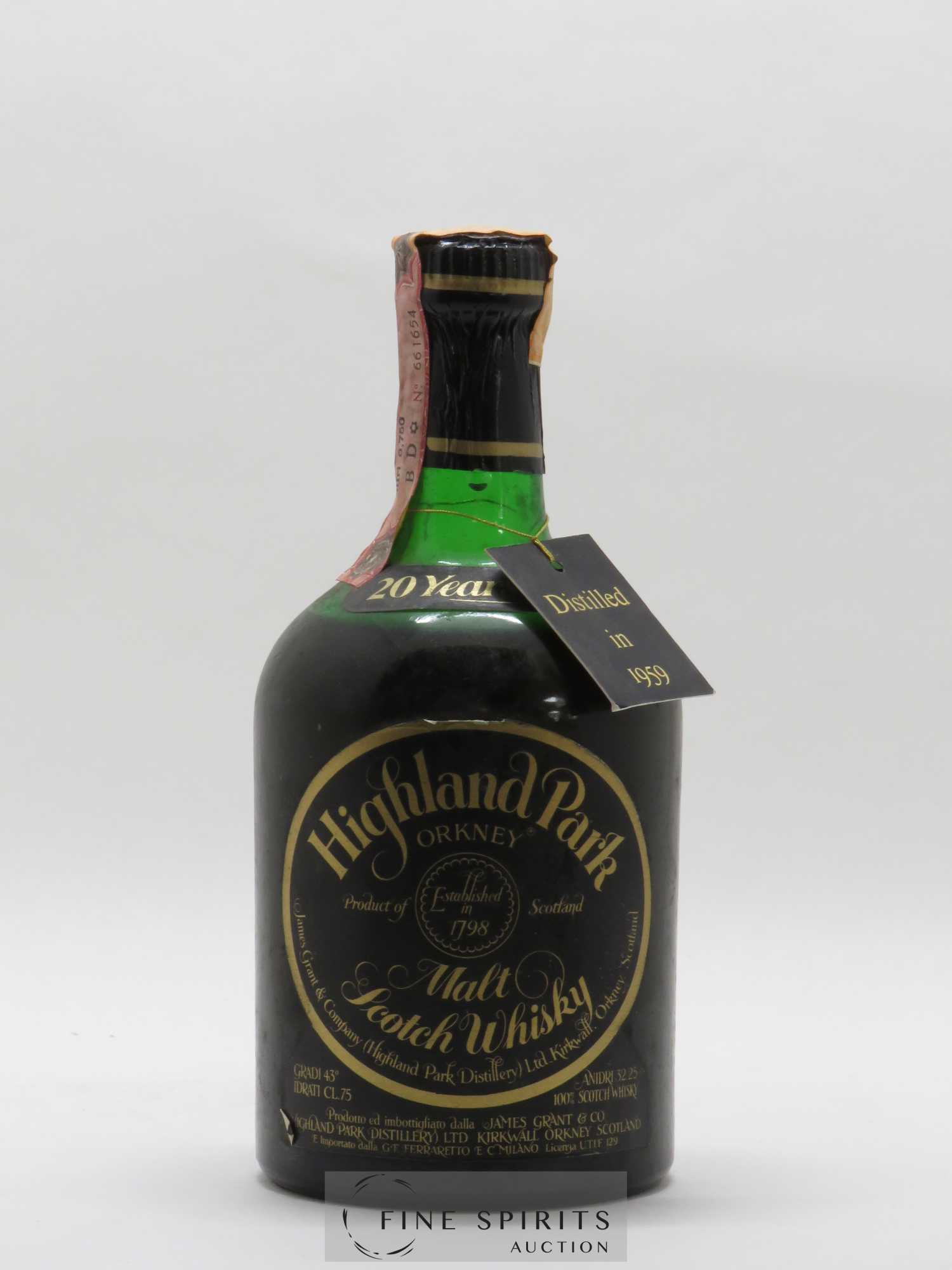 Highland Park 20 years 1959 Of. - Lot de 1 bouteille - 0