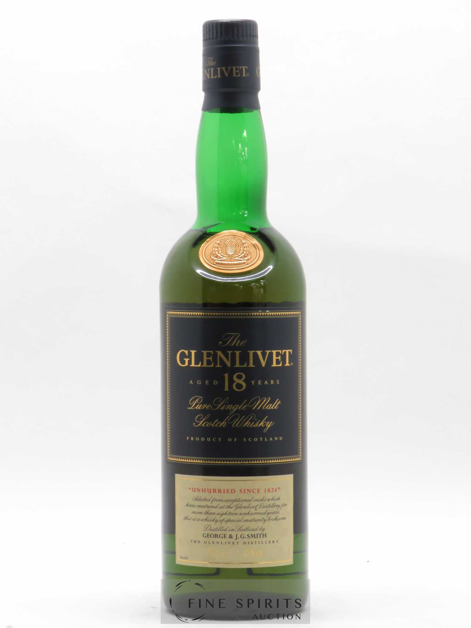 Glenlivet 18 years Of. two-part label unhurried since 1824 - Lot of 1 bottle - 1