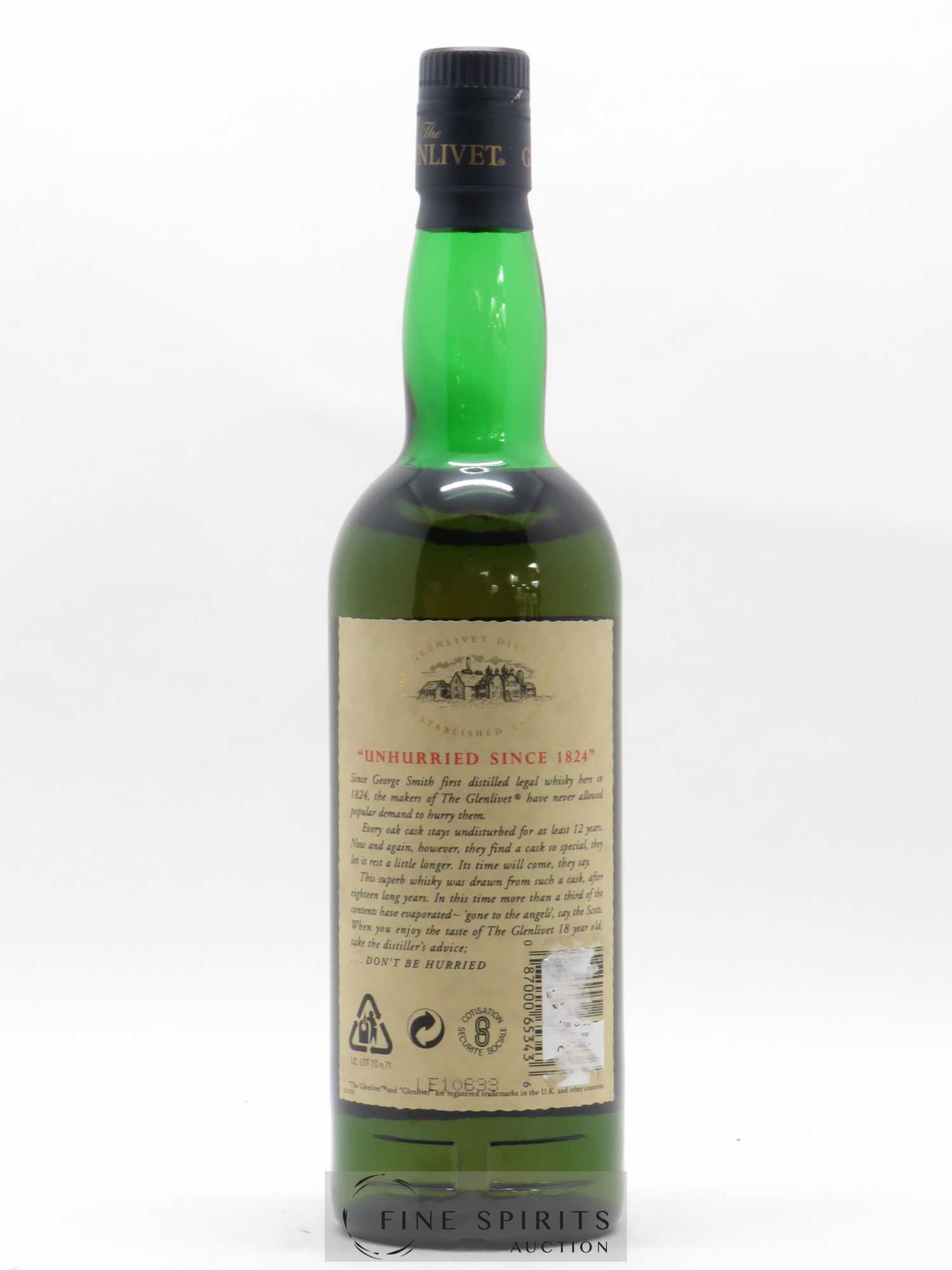Glenlivet 18 years Of. two-part label unhurried since 1824 - Lot of 1 bottle - 2
