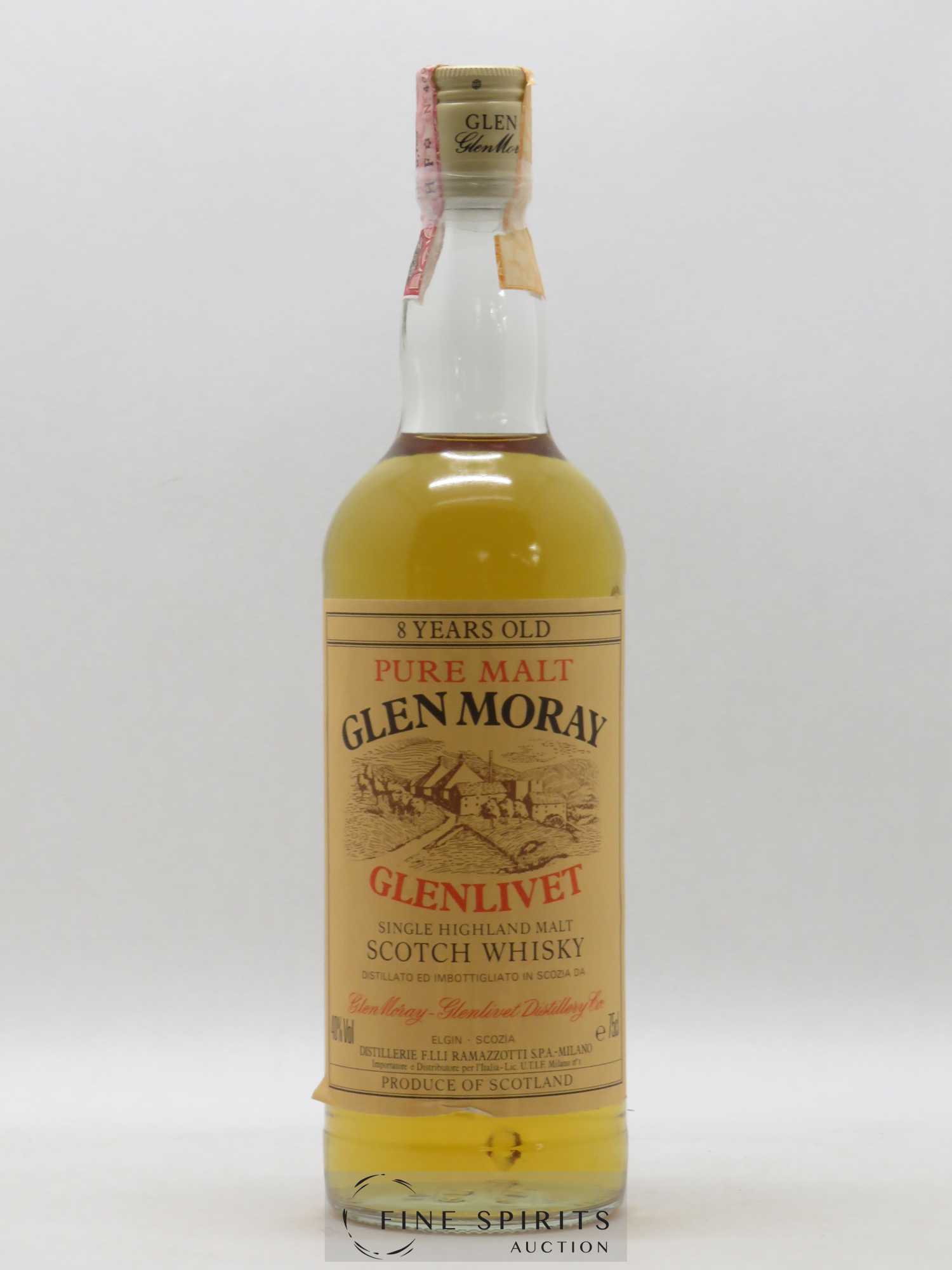Glen Moray 8 years Of. Glenlivet Single Highland Malt F.lli Ramazotti SPAMilano Pure Malt - Lot de 1 bouteille - 1