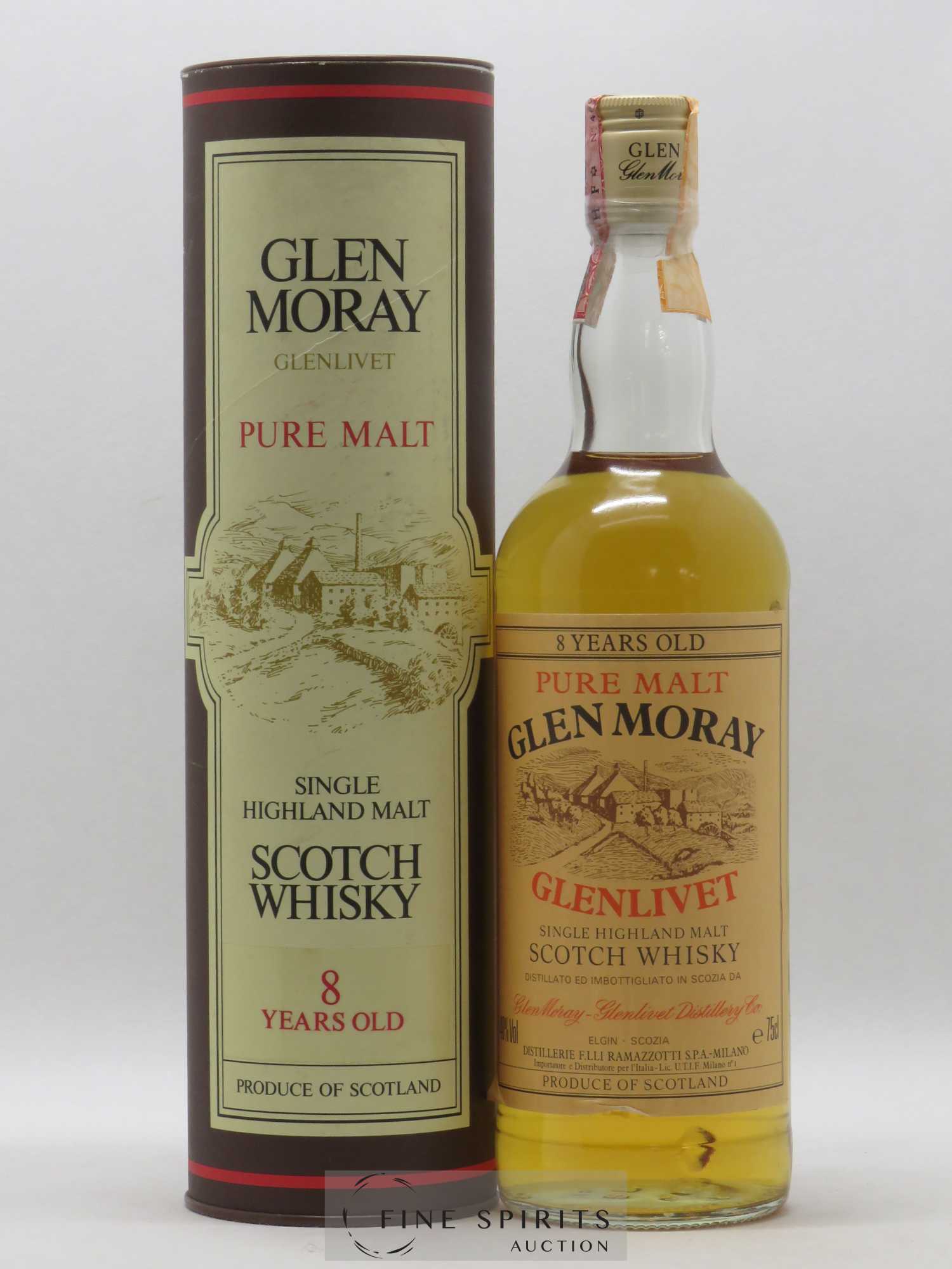 Glen Moray 8 years Of. Glenlivet Single Highland Malt F.lli Ramazotti SPAMilano Pure Malt - Lot de 1 bouteille - 0