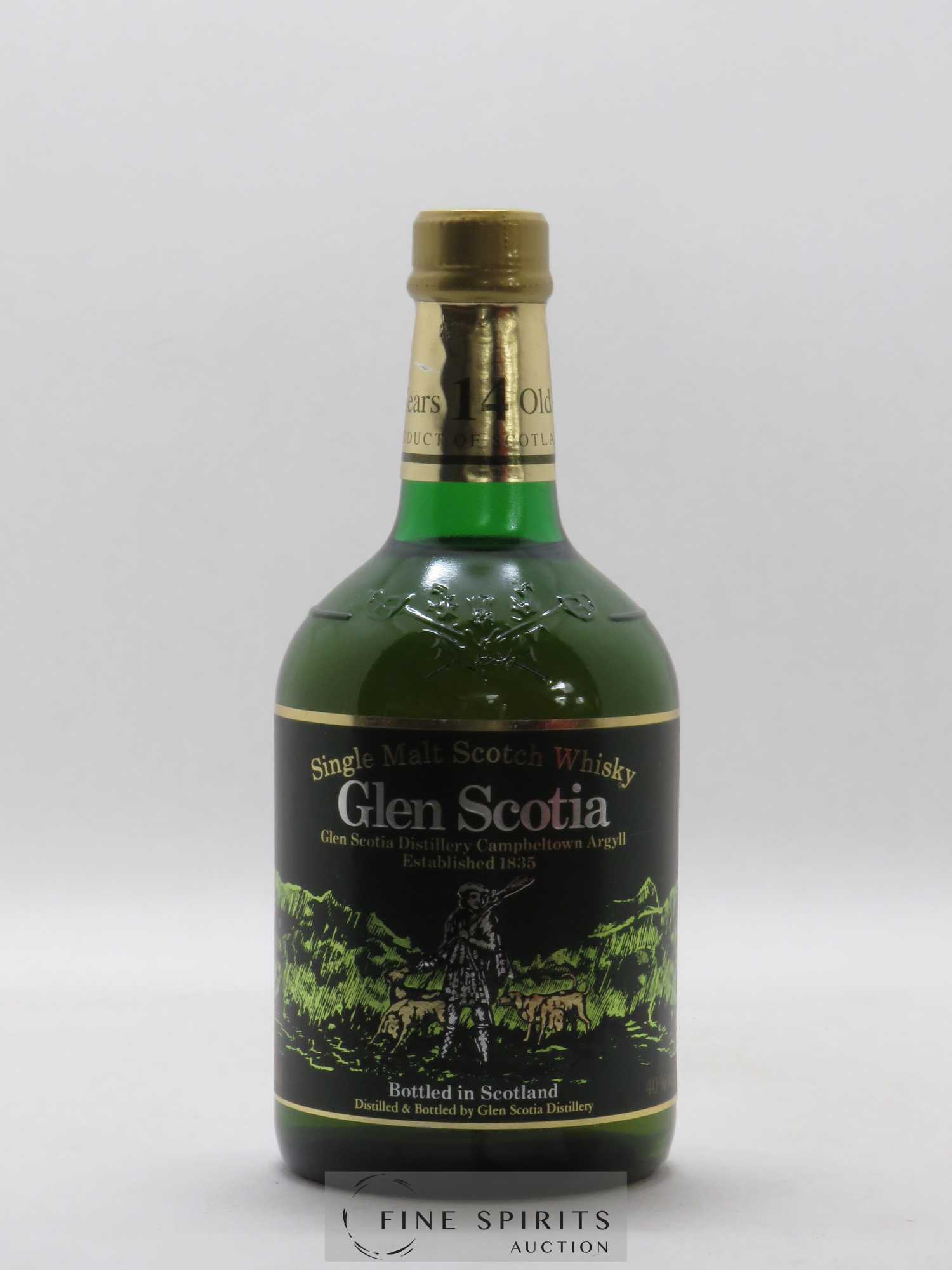 Glen Scotia 14 years Of. Dumpy Green Bottle The Hunter  (sans prix de réserve) - Lot de 1 bouteille - 1