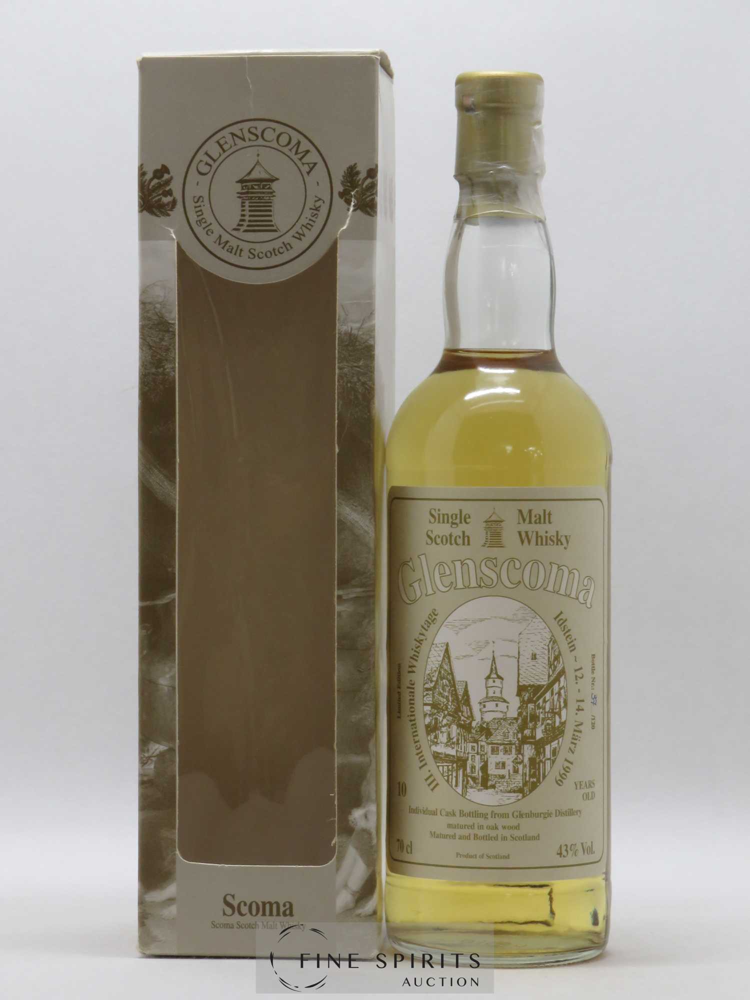 Glenburgie 10 years Of. III.Internationale Whiskytage, 14 Mars 1999 Limited Edition 120 Bottles Glenscoma - Lot de 1 bouteille - 0