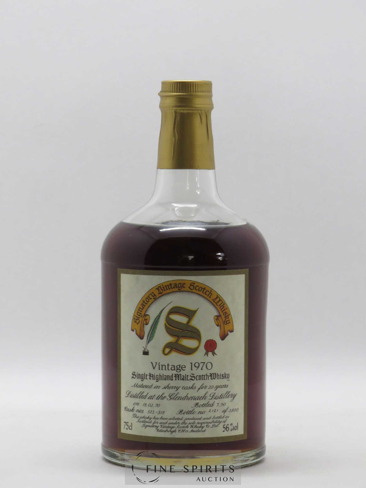 Glendronach 20 years 1970 Signatory Vintage Small Batch Sherry Casks 513-518 Limited Edition 3800 Bottles Vintage - Lot de 1 bouteille - 1