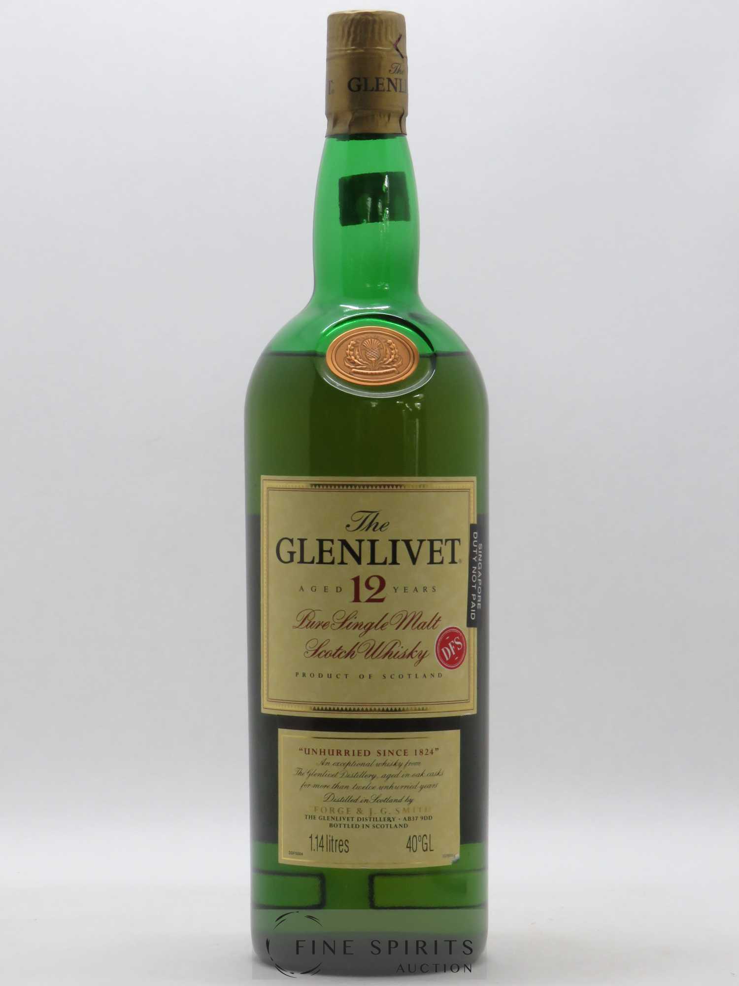 Glenlivet 12 years Of. Unhurried Since 1824 DFS Golden ThistlePure Single Malt Scotch Whisky - Lot de 1 bouteille - 1