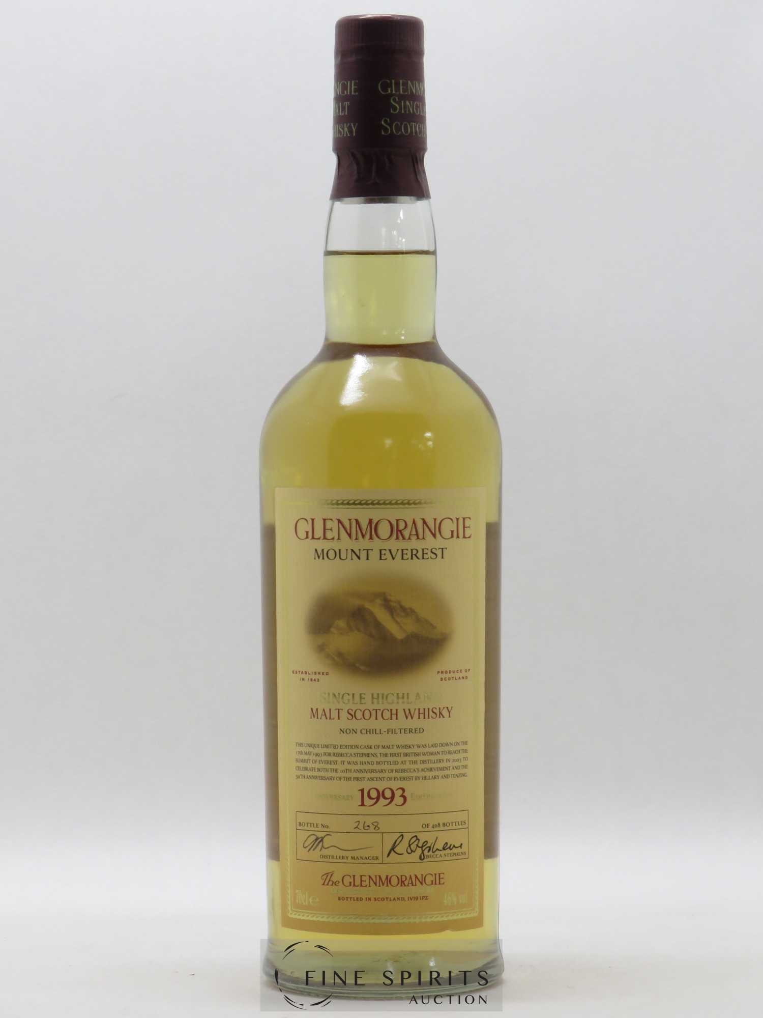 Glenmorangie 1993 Of. Anniversary Edition Malt Limited Edition 408 Bottles Rebecca Stephens Mount Everest - Lot de 1 bouteille - 0