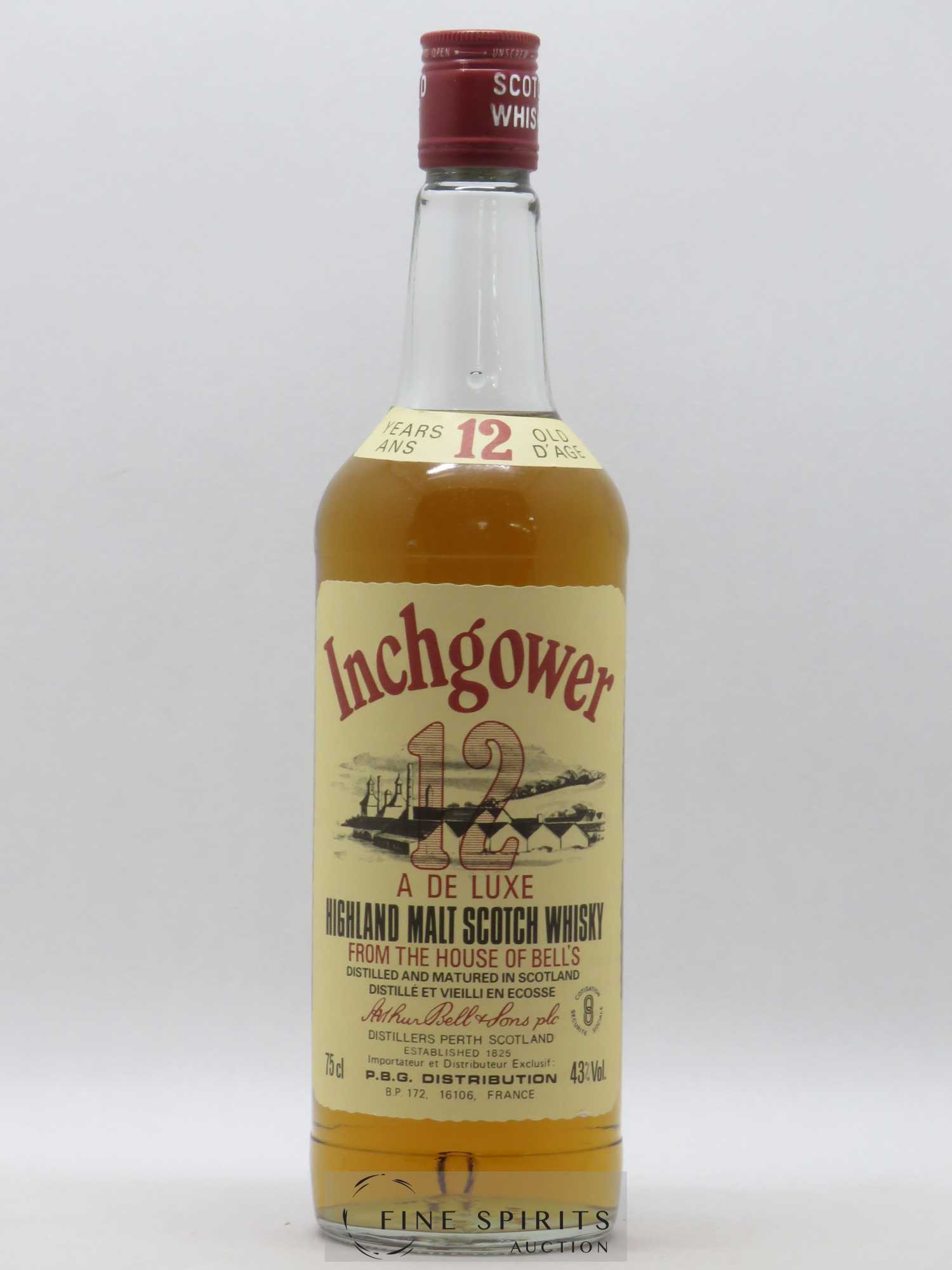 Inchgower 12 years Of. From The House of Bell's P.B.G Distribution A Deluxe Highland Malt Scotch Whisky - Lot of 1 bottle - 1