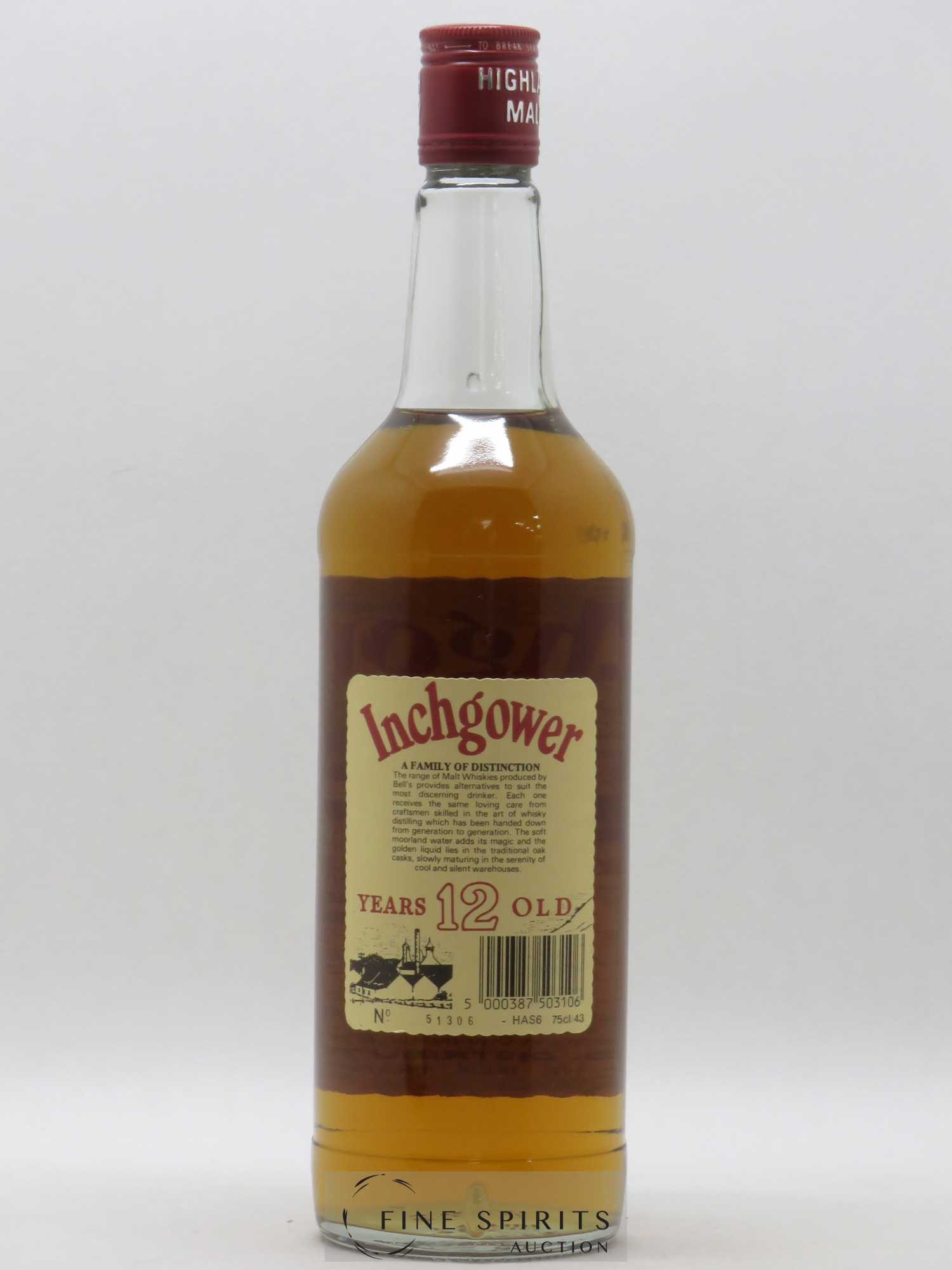 Inchgower 12 years Of. From The House of Bell's P.B.G Distribution A Deluxe Highland Malt Scotch Whisky - Lot of 1 bottle - 2