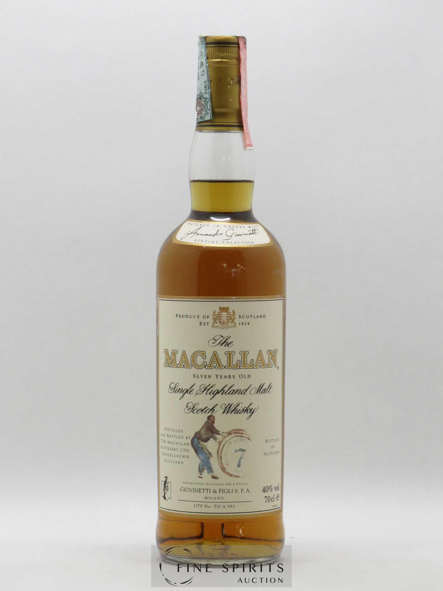 Macallan (The) 7 years Of. Matured in Sherry Wood Giovinetti & Figli SPA Milano Armando Giovinetti Special Selection - Lotto di 1 bottiglia - 1
