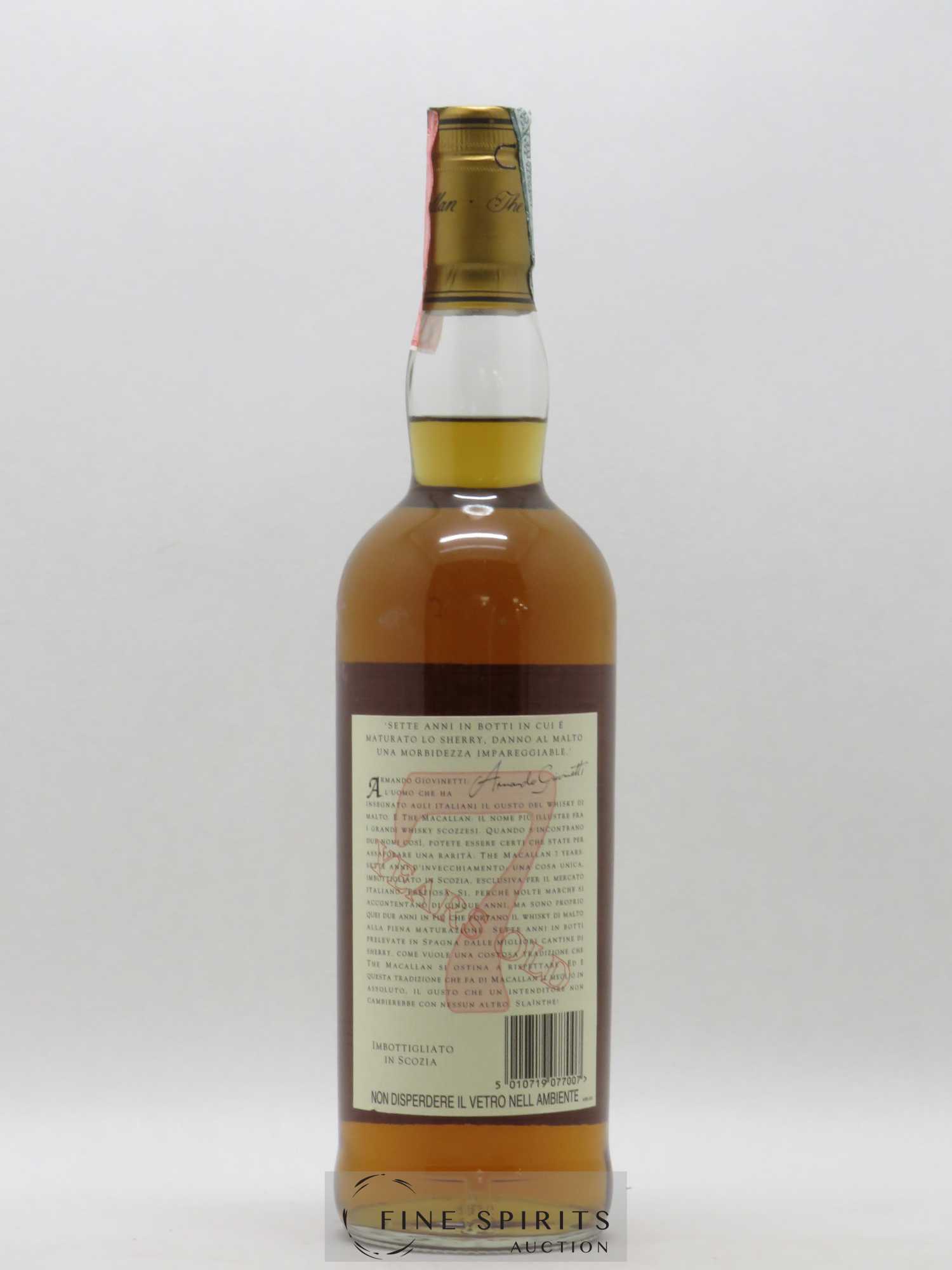 Macallan (The) 7 years Of. Matured in Sherry Wood Giovinetti & Figli SPA Milano Armando Giovinetti Special Selection - Lotto di 1 bottiglia - 2
