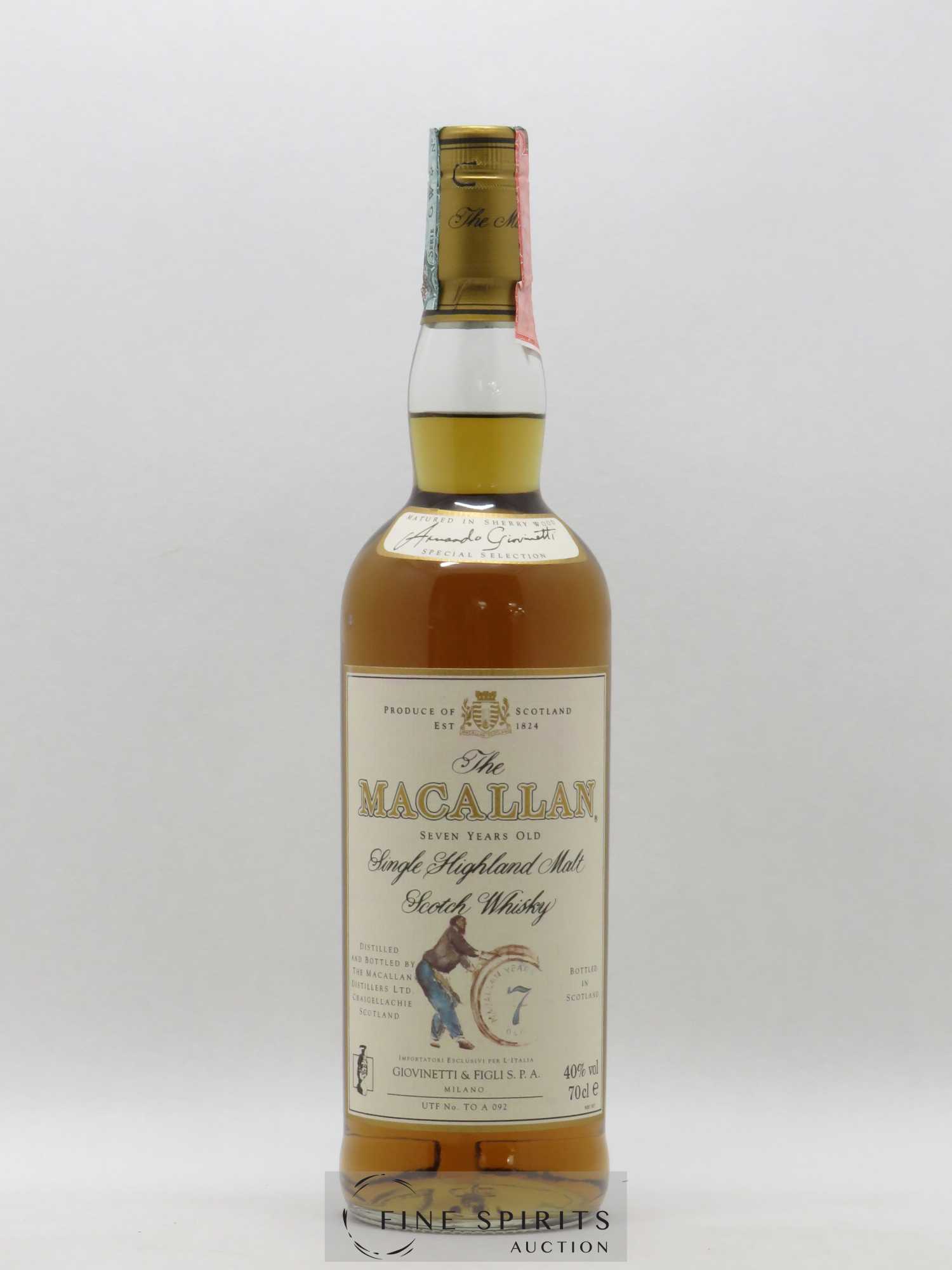 Macallan (The) 7 years Of. Matured in Sherry Wood Giovinetti & Figli SPA Milano Armando Giovinetti Special Selection - Lot de 1 bouteille - 1
