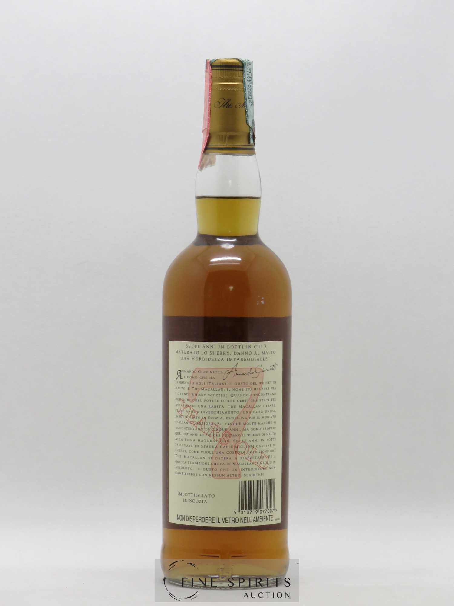 Macallan (The) 7 years Of. Matured in Sherry Wood Giovinetti & Figli SPA Milano Armando Giovinetti Special Selection - Lot de 1 bouteille - 2