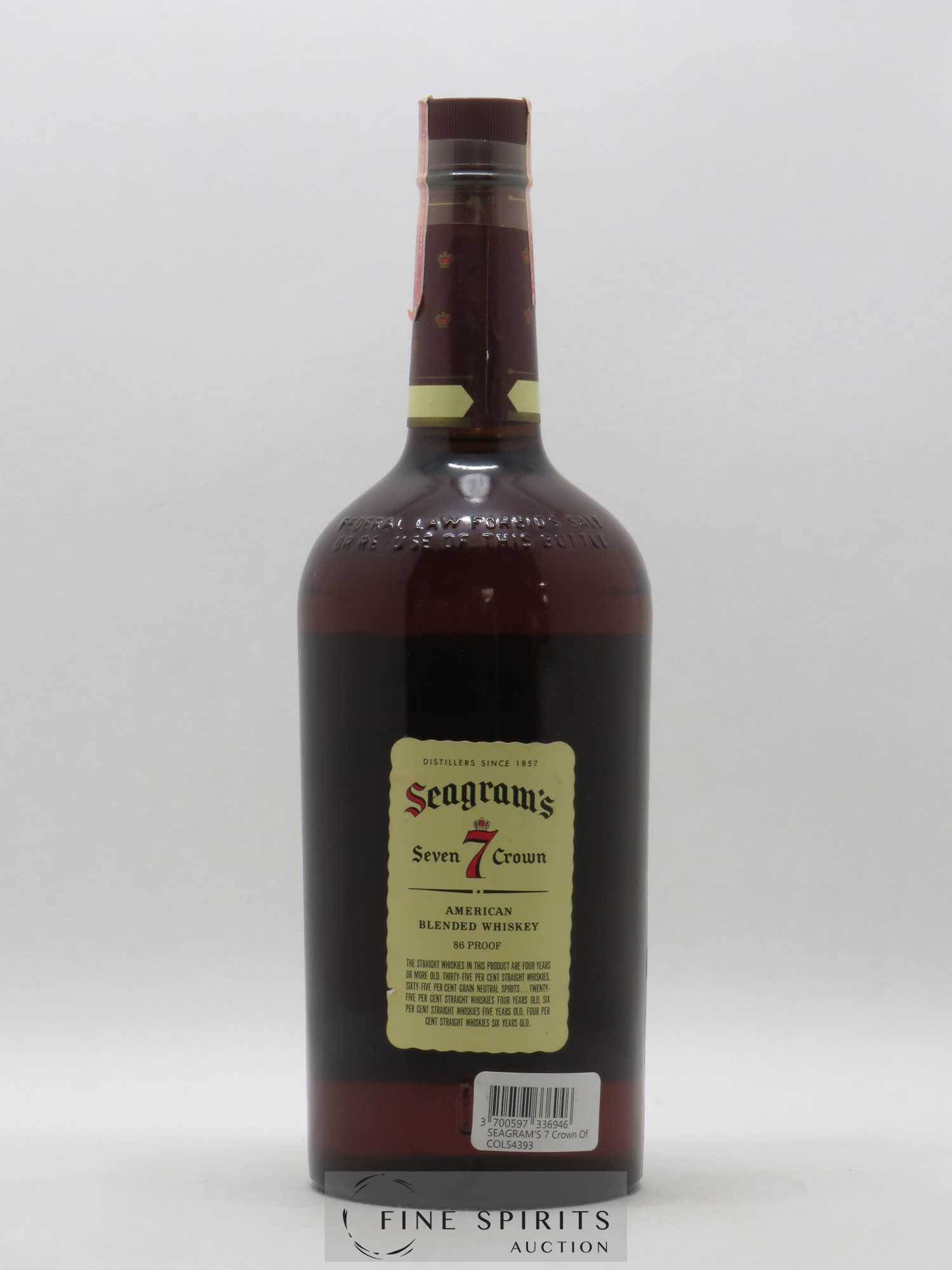 Seagram's Of. American Blended Whisky Joseph E. Seagram & Sons Seven Crown 86° Proof Imperial Quart - Lot of 1 bottle - 1