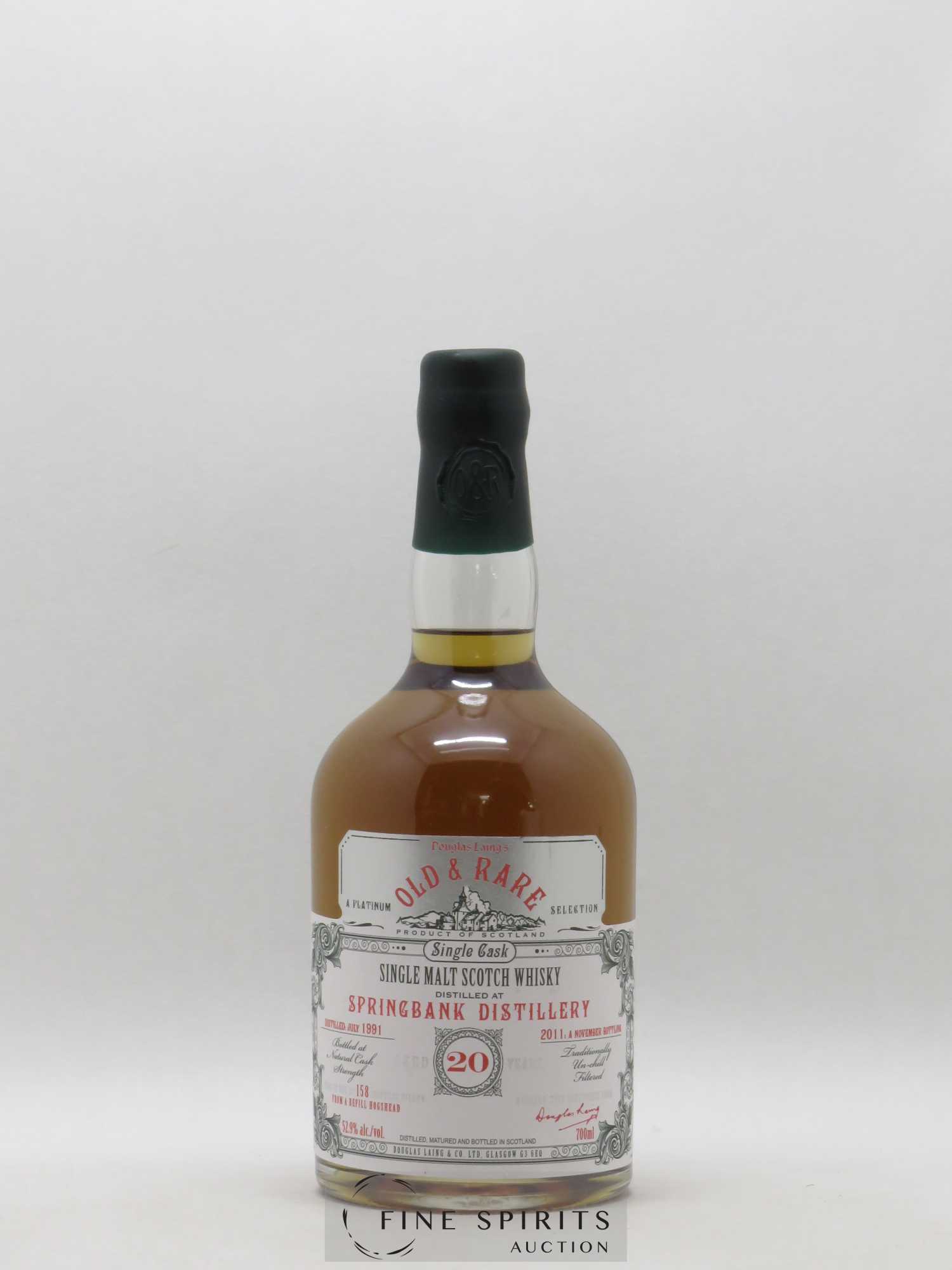 Springbank 20 years 1991 Douglas Laing Single Refill Hogshead Cask Limited Edition 158 Bottles Old & Rare Platinum Selection - Lot de 1 bouteille - 1