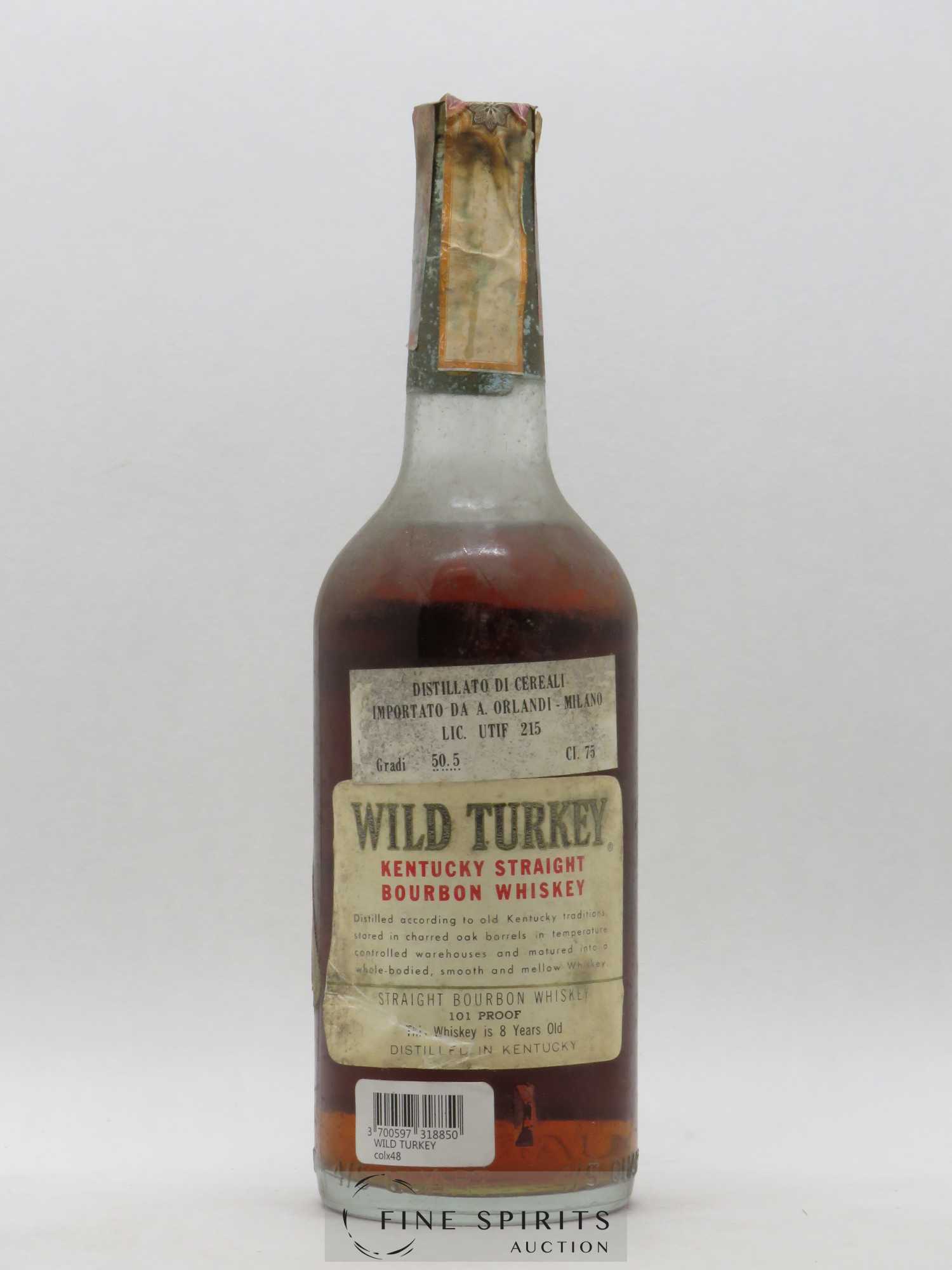 Wild Turkey 8 years Of. Austin Nichols A.Orlandi Import Milano 101 Proof - Lot de 1 bouteille - 1