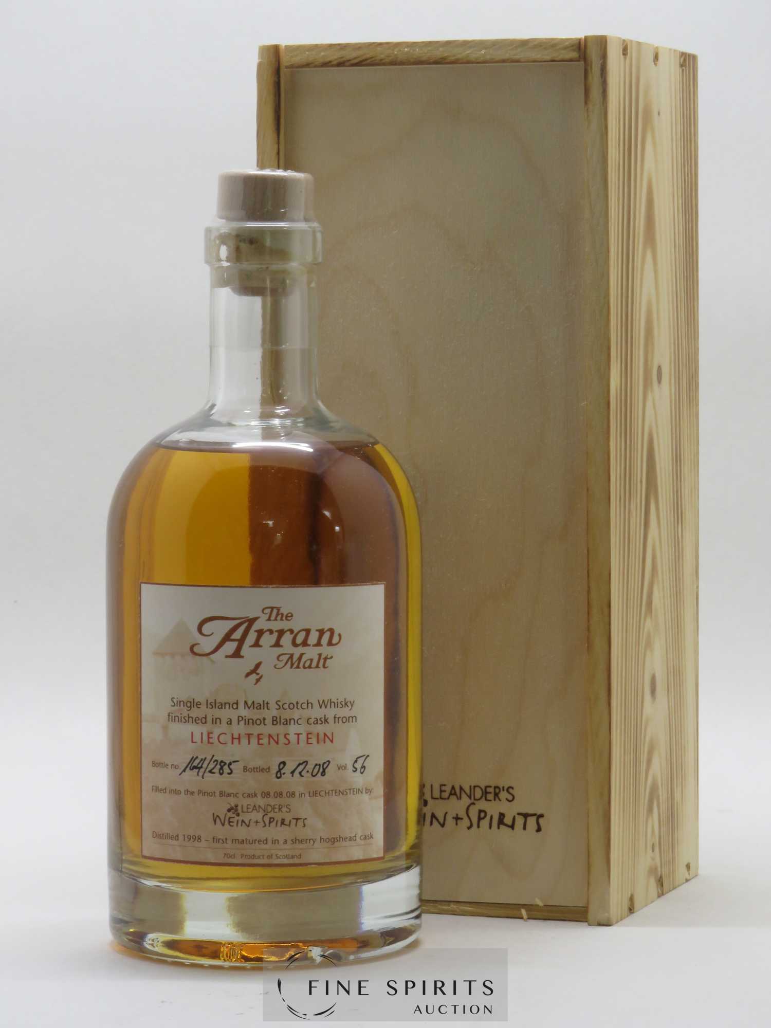 Arran 1998 Leander's Wein Spirits The Arran Malt Pinot Blanc Cask Finished in Liechenstein - bottled 2008 - Lot de 1 bouteille - 0