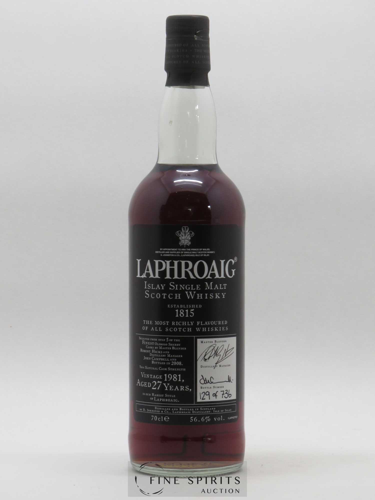 Laphroaig 27 years 1981 Of. Oloroso Sherry Casks - One of 736 - bottled 2008 - Lot de 1 bouteille - 1