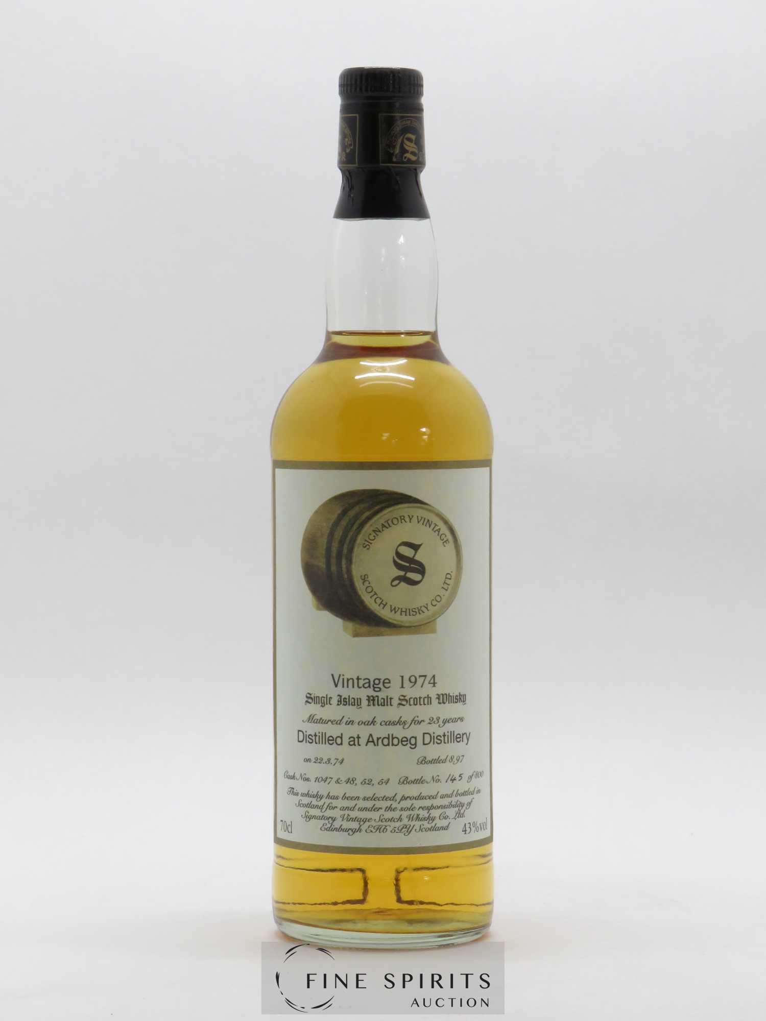 Ardbeg 23 years 1974 Signatory Vintage Casks n°1047&48,52,54 - bottled 1997 Bouteille N°145 - Lotto di 1 bottiglia - 1