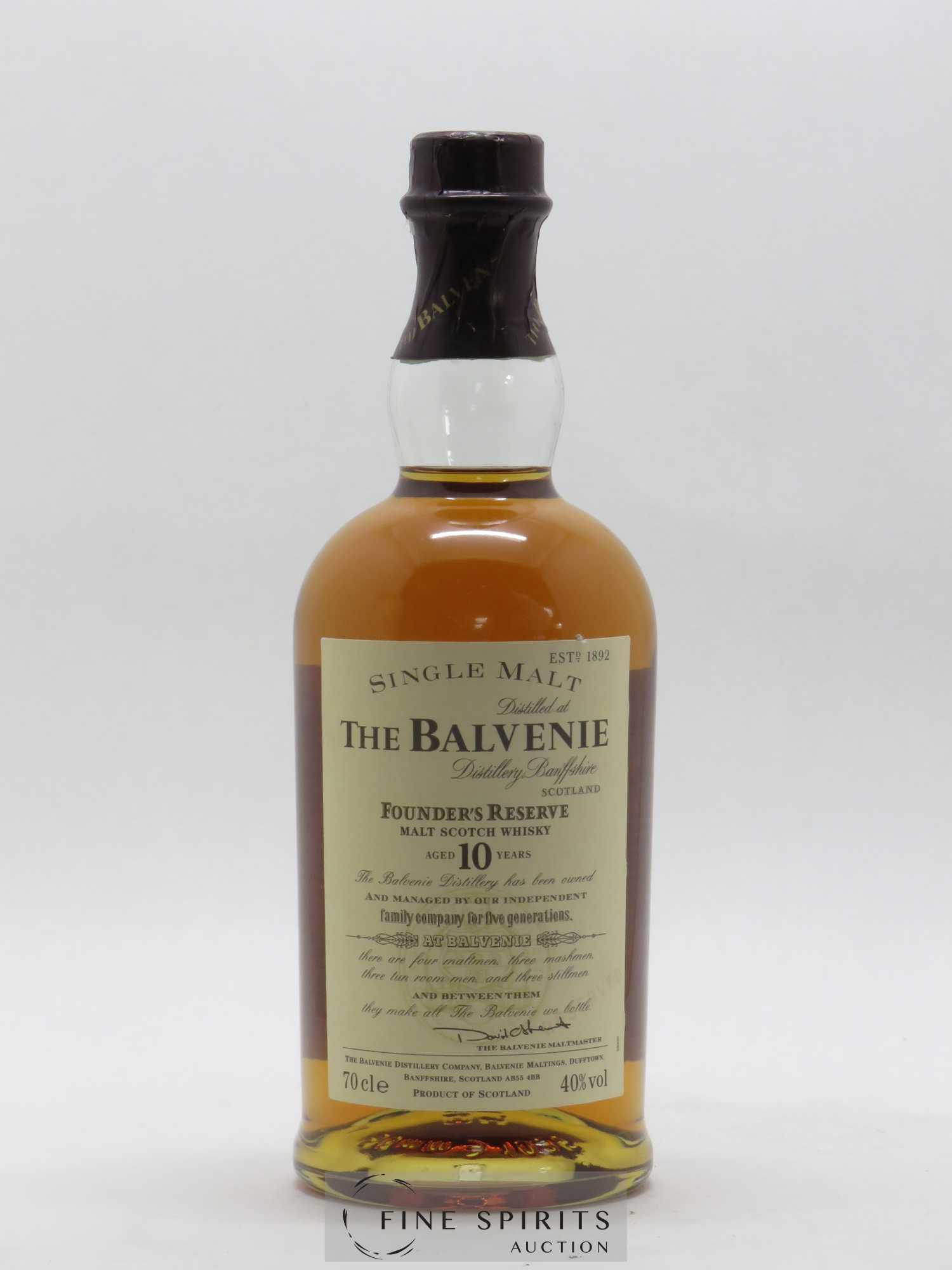 Balvenie 10 years Of. Founder's Reserve (70cl.) - Lot de 1 bouteille - 1