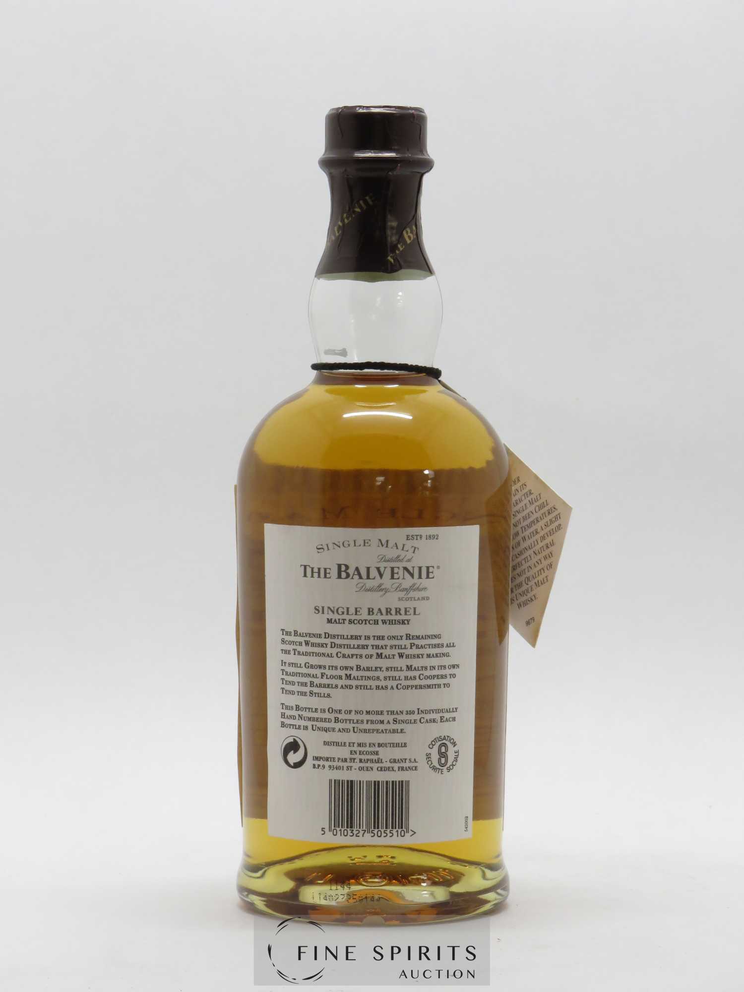 Balvenie (The) 15 years 1983 Of. Single Barrel Cask n° 2516 - bottled 1999 by hand N°3 - Lot de 1 bouteille - 2