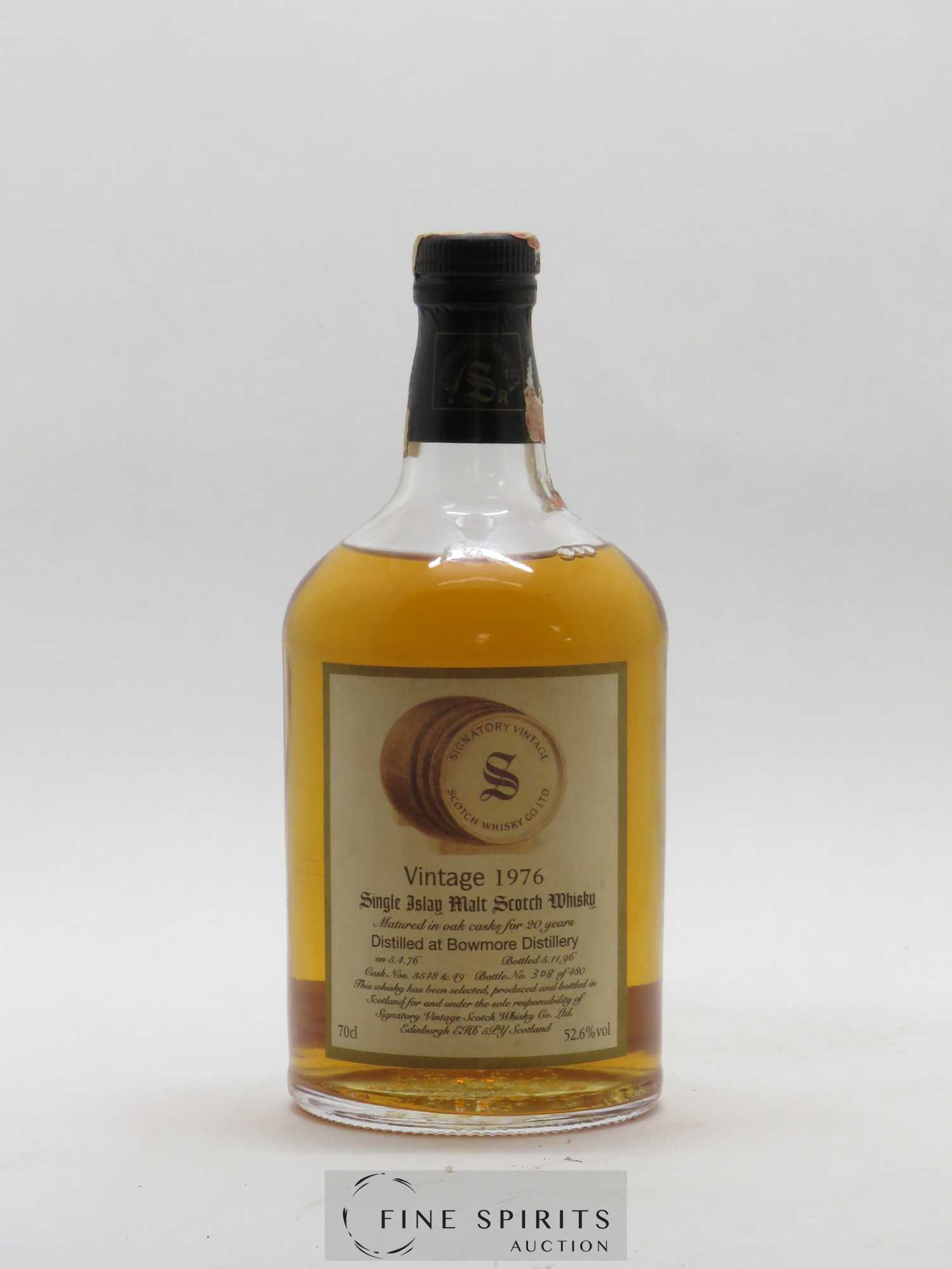 Bowmore 20 years 1976 Signatory Vintage Casks n°3548 & 49 - One of 480 bottles - bottled 1996 N°308 - Lot de 1 bouteille - 1