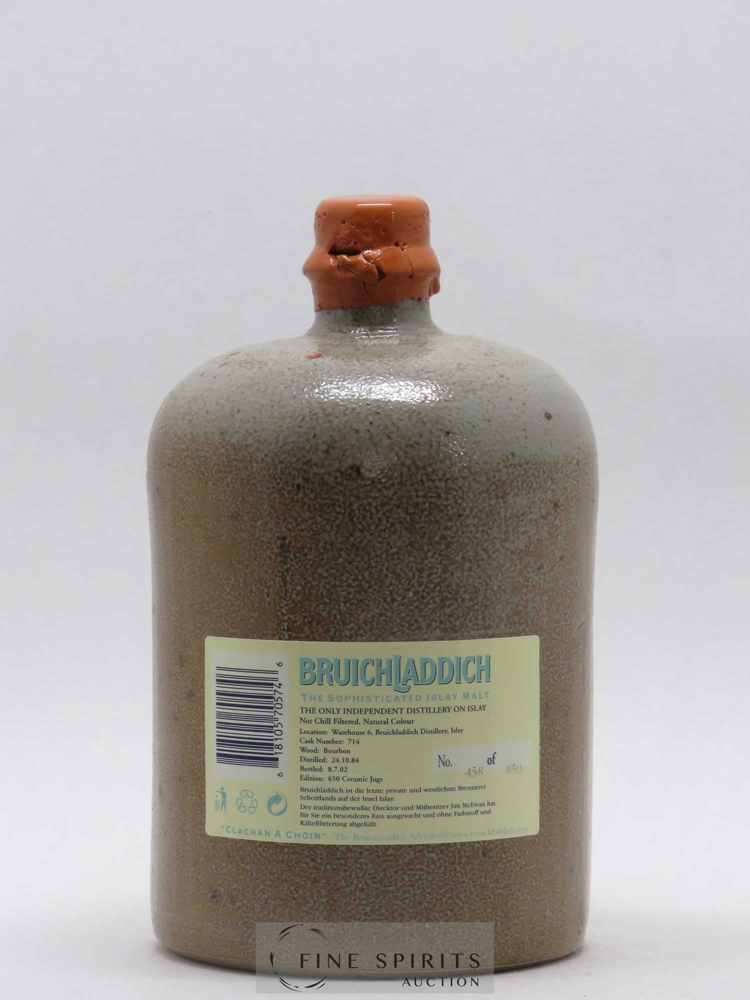 Bruichladdich 1984 Of. Bourbon Cask n°714 - One of 650 - bottled 2002 Ceramic Jug N°458 - Lot de 1 bouteille - 1