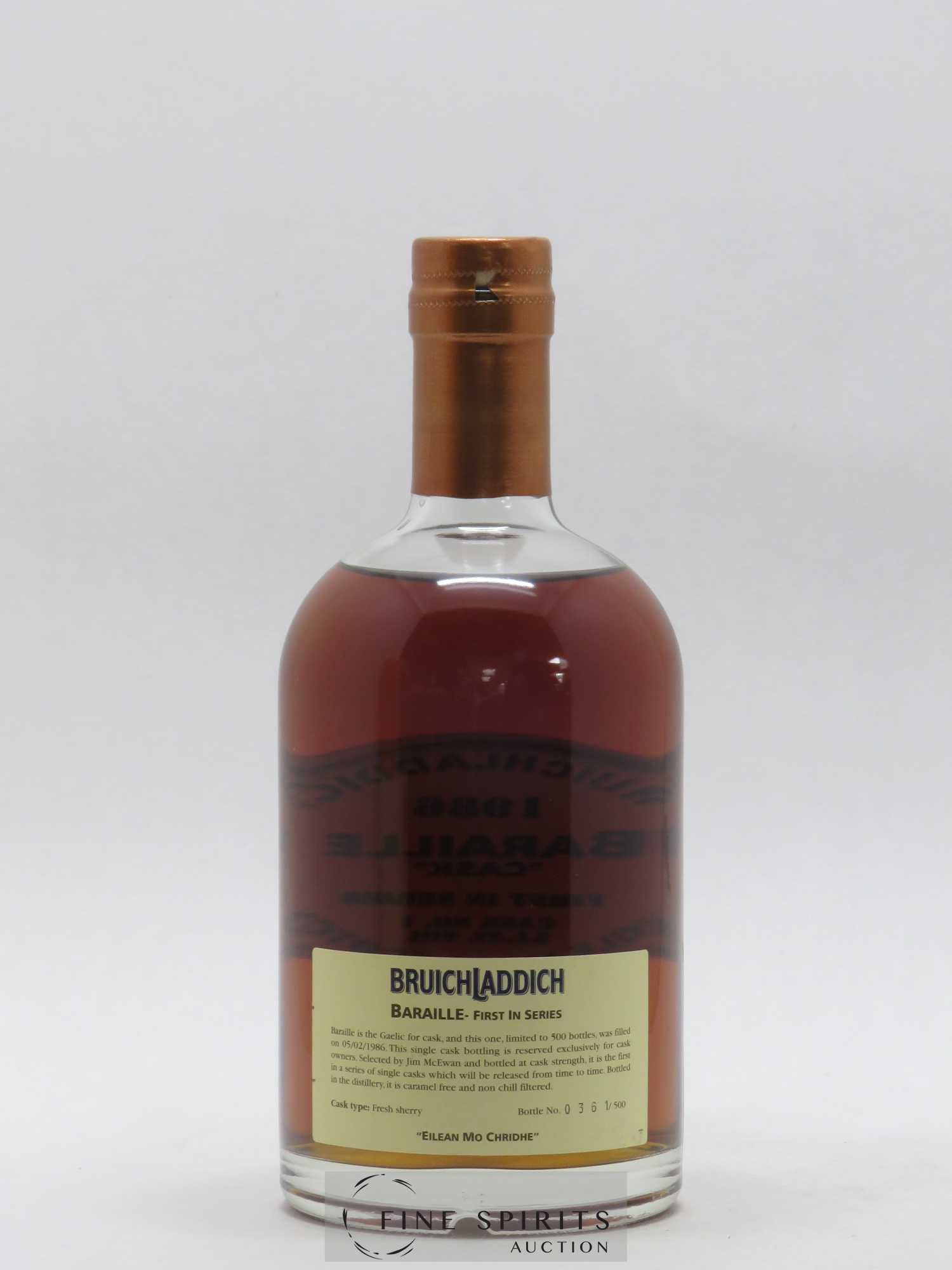 Bruichladdich 1986 Of. Baraille Sherry Cask n°1 - First in Series - One of 500 N°0361 - Posten von 1 Flasche - 2