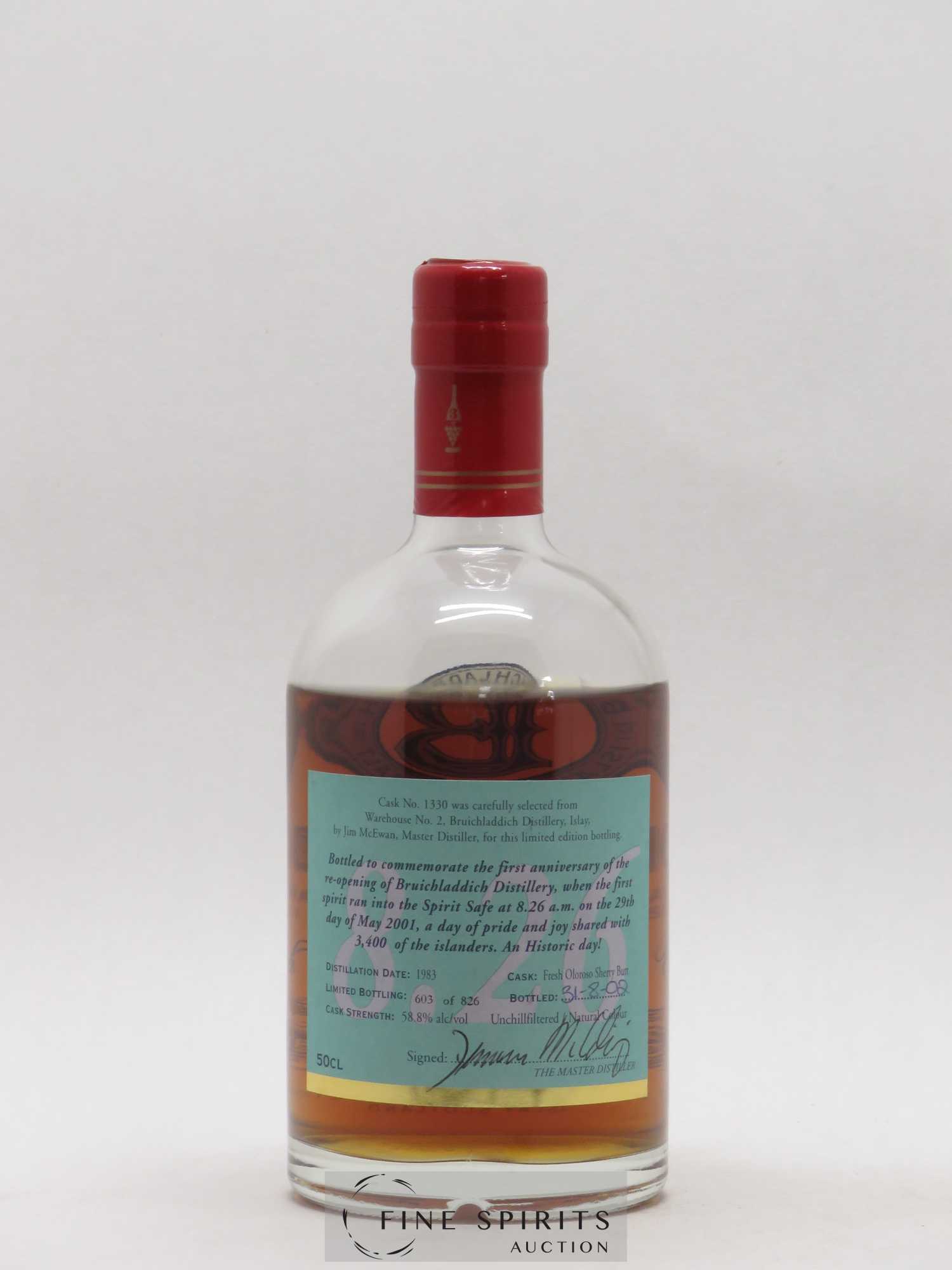 Bruichladdich 1983 Of. Re Opening Anniversary Bottling Cask n°1330 - One of 826 - bottled 2002 Valinch 8.26 N°603 - Posten von 1 Flasche - 1