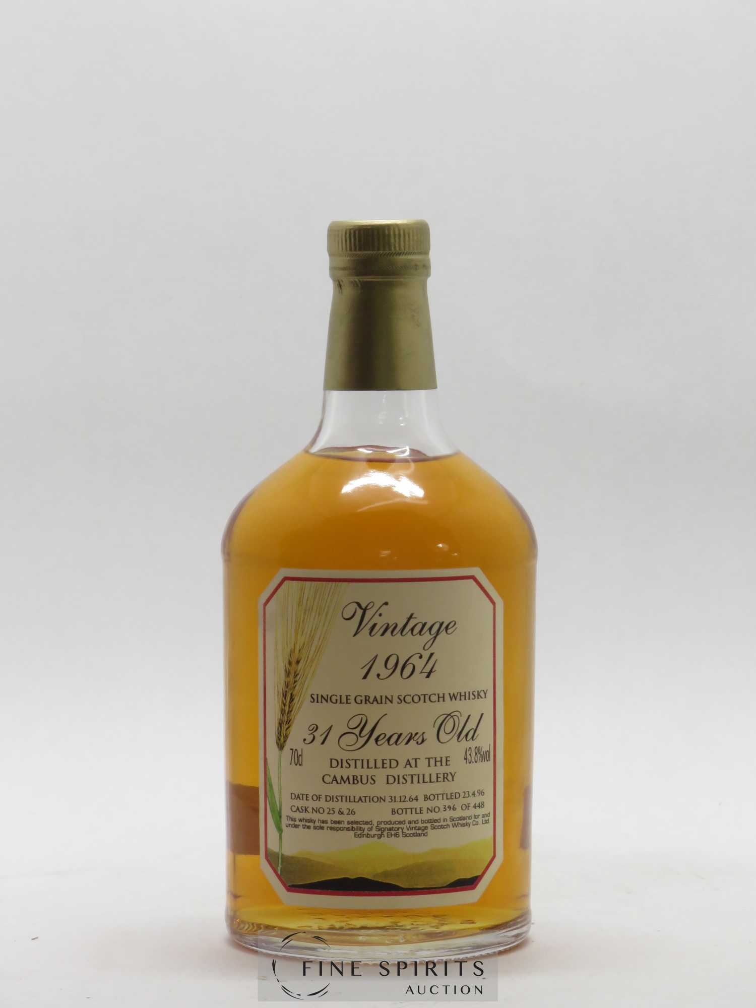 Cambus 31 years 1964 Signatory Vintage Casks n°25 & 26 - One of 448 bottles - bottled 1996 N°396 - Posten von 1 Flasche - 1