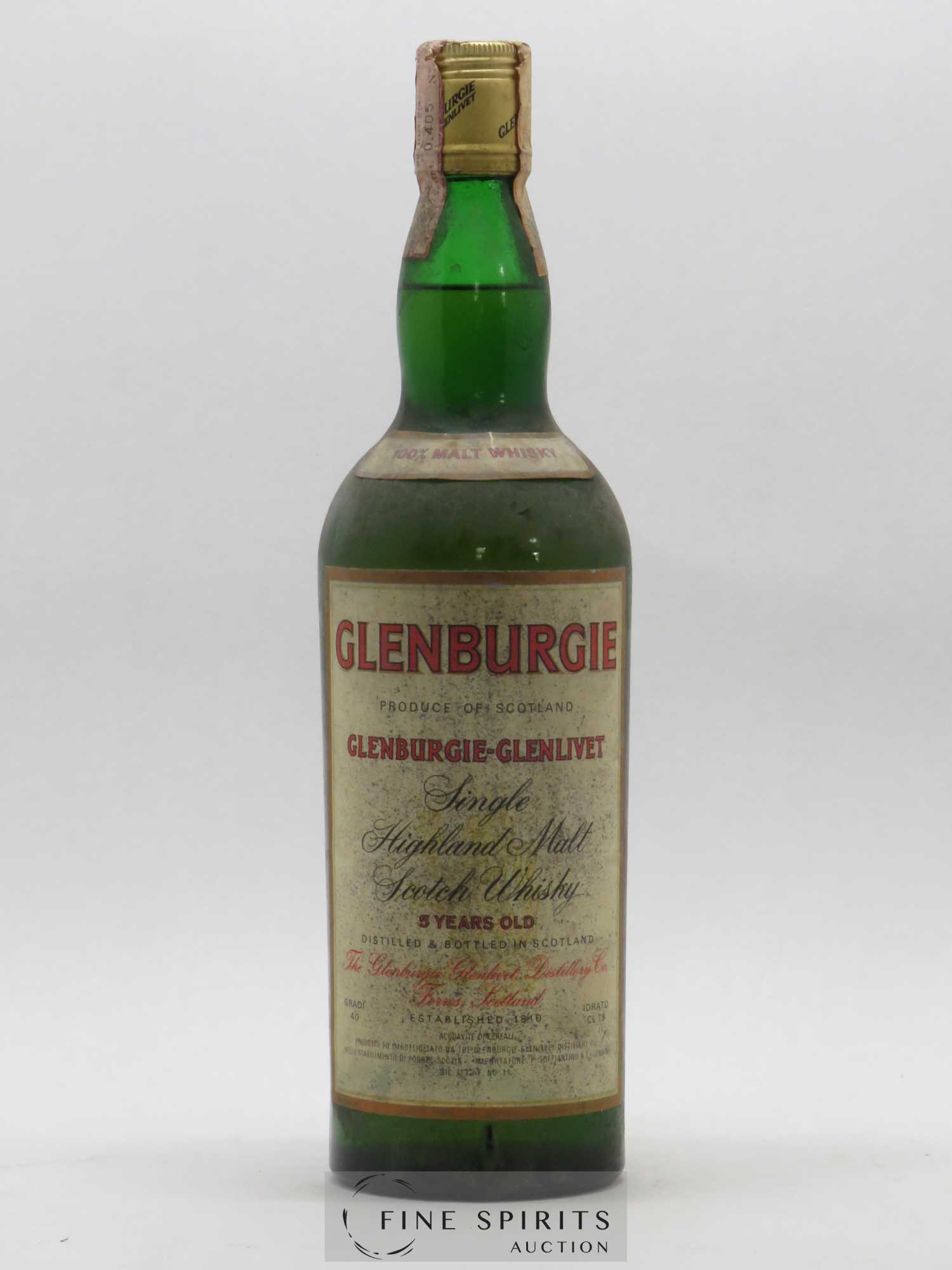 Glenburgie 5 years Of. Glenlivet 100% Malt Whisky P. Soffiantino & C. Import - Lot de 1 bouteille - 0