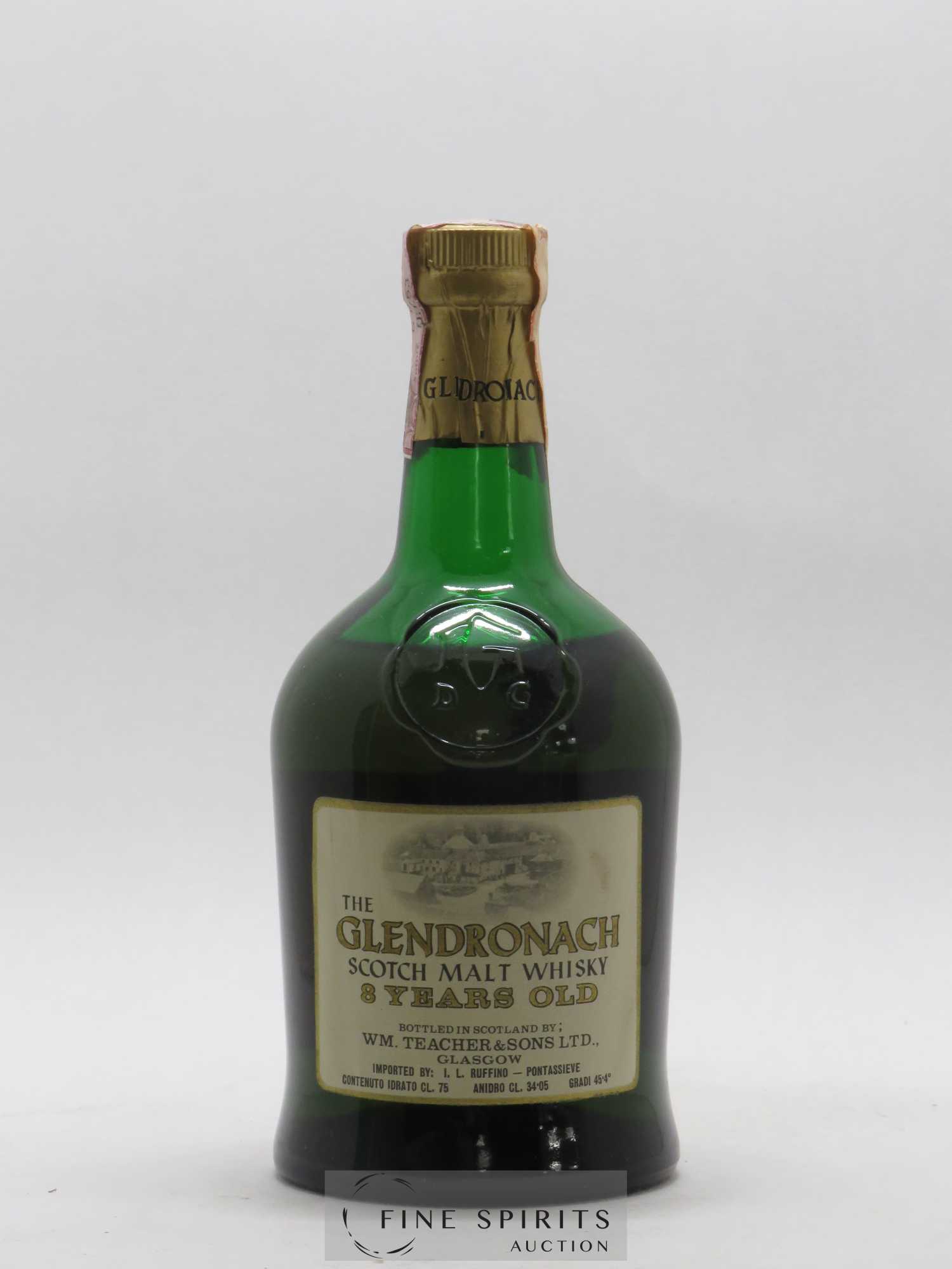 Glendronach 8 years W.M. Teacher Sons Anidro CL.34.05 Ruffino Import - Lot de 1 bouteille - 1